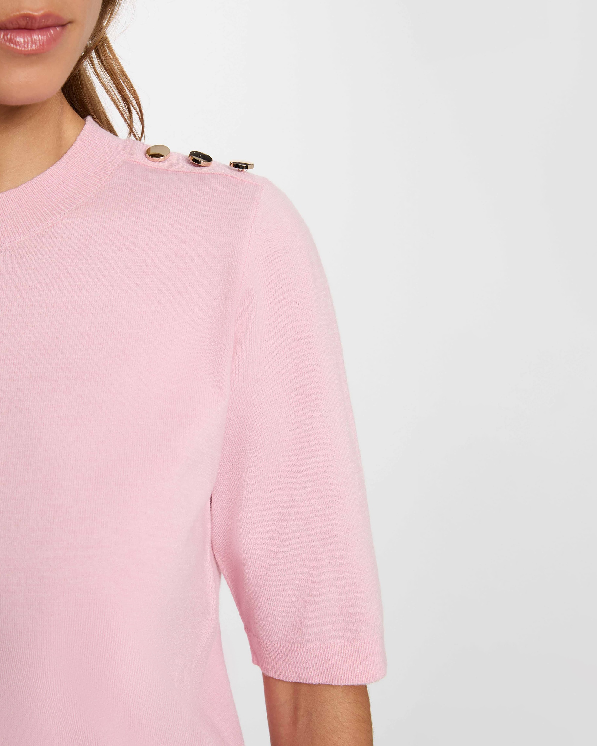 Jersey de mujer en lana - Morgan - Rosa pastel Rosa pastel-4