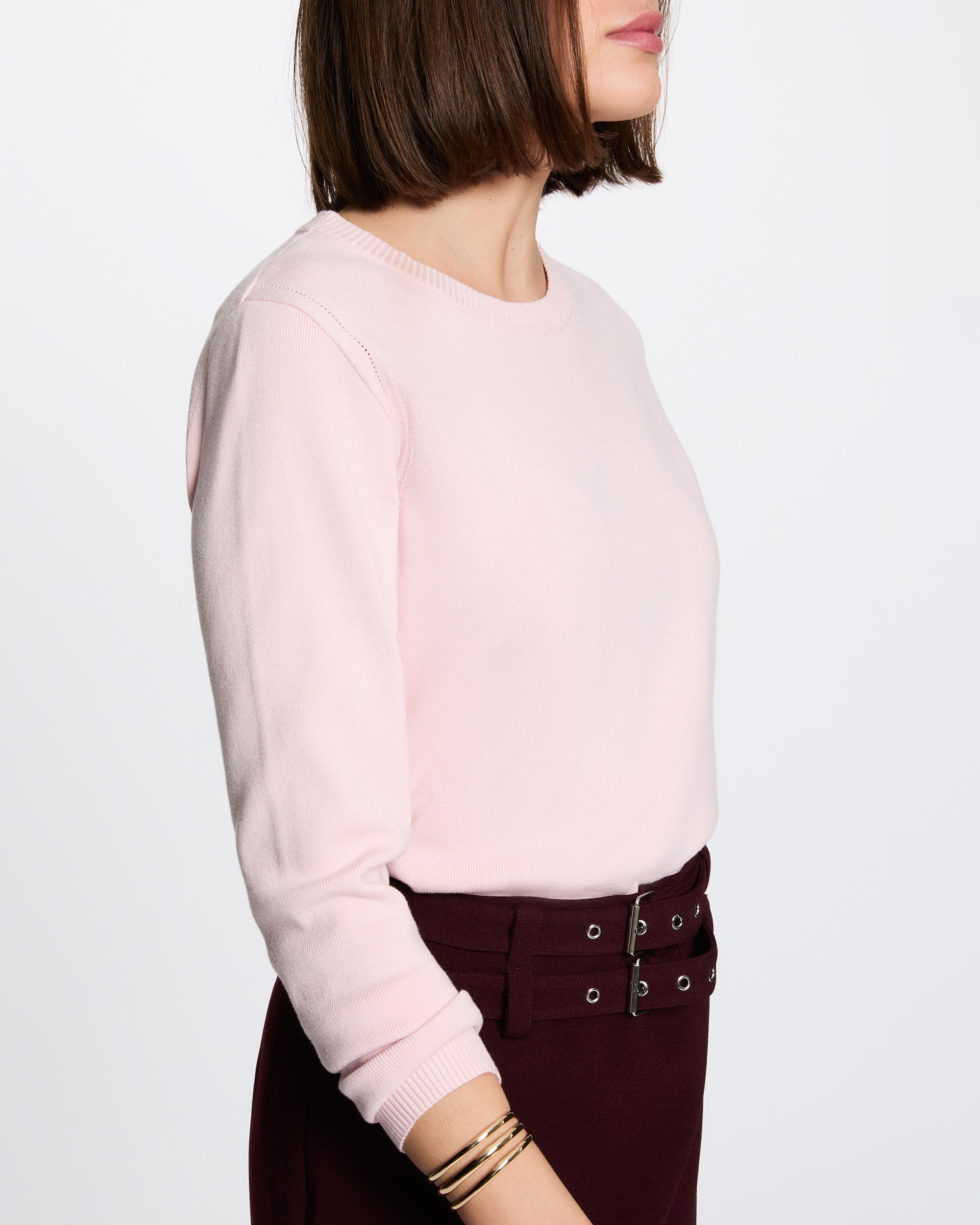 Jersey de mujer con cuello redondo - Morgan - Rosa claro Rosa claro-4