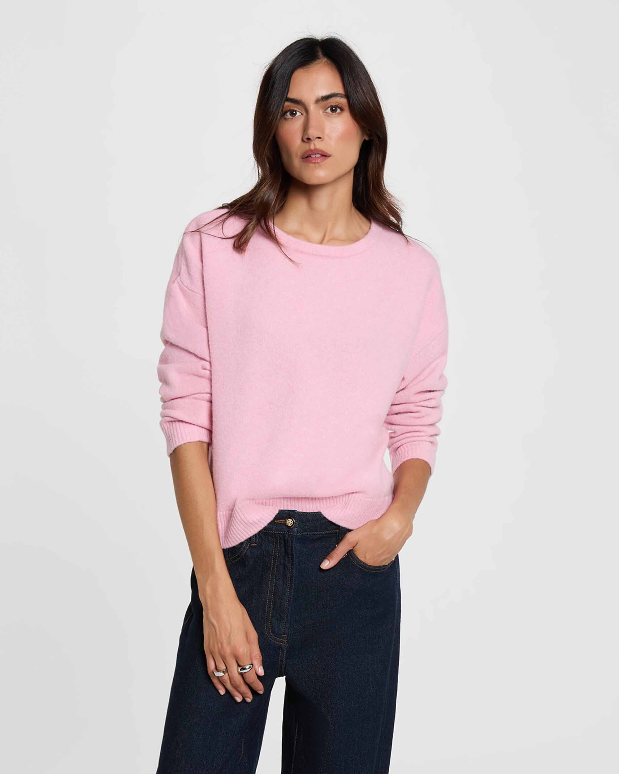 Jersey de mujer en lana - Morgan - Rosa pastel Rosa pastel-1