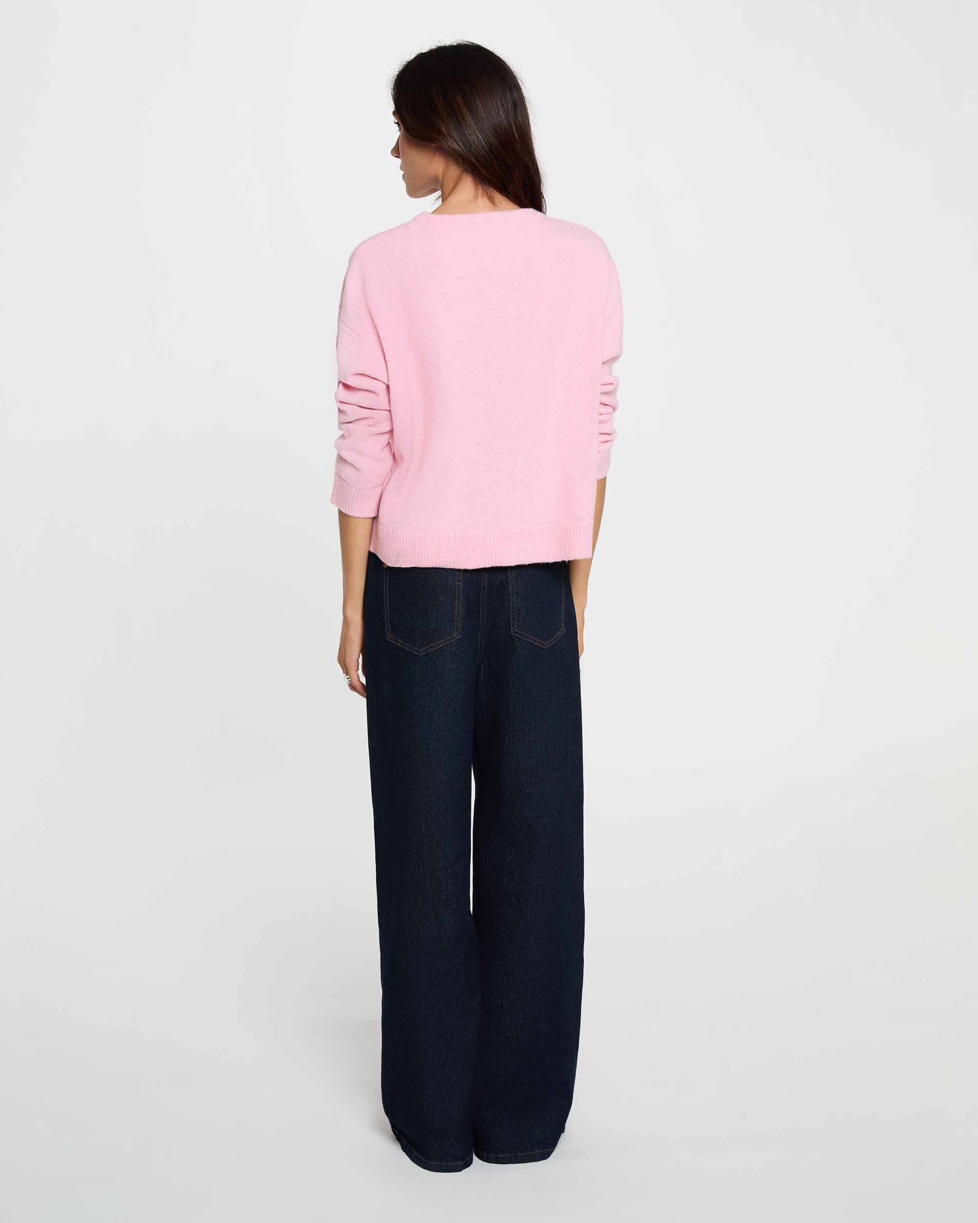 Jersey de mujer en lana - Morgan - Rosa pastel Rosa pastel-2