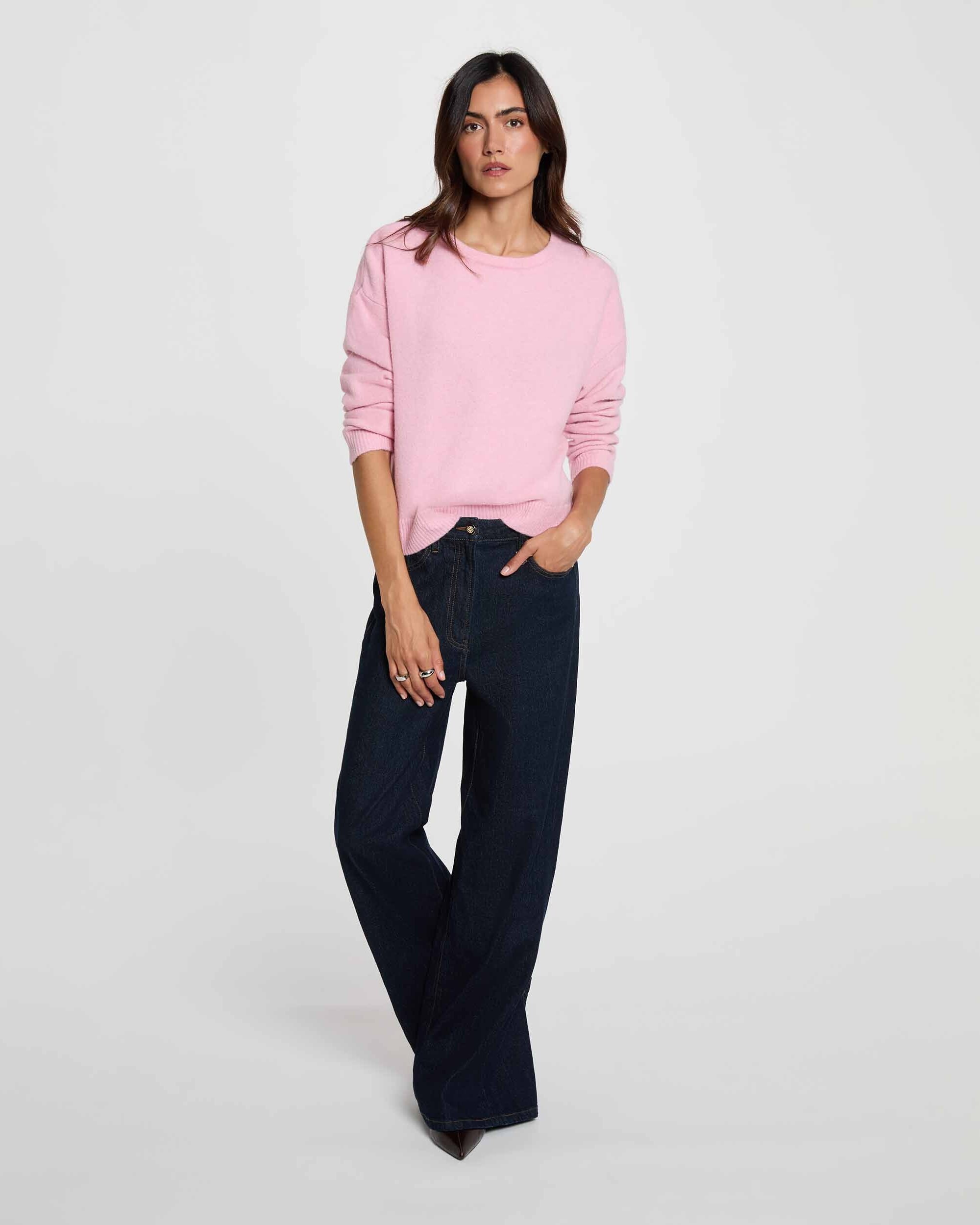 Jersey de mujer en lana - Morgan - Rosa pastel Rosa pastel-3