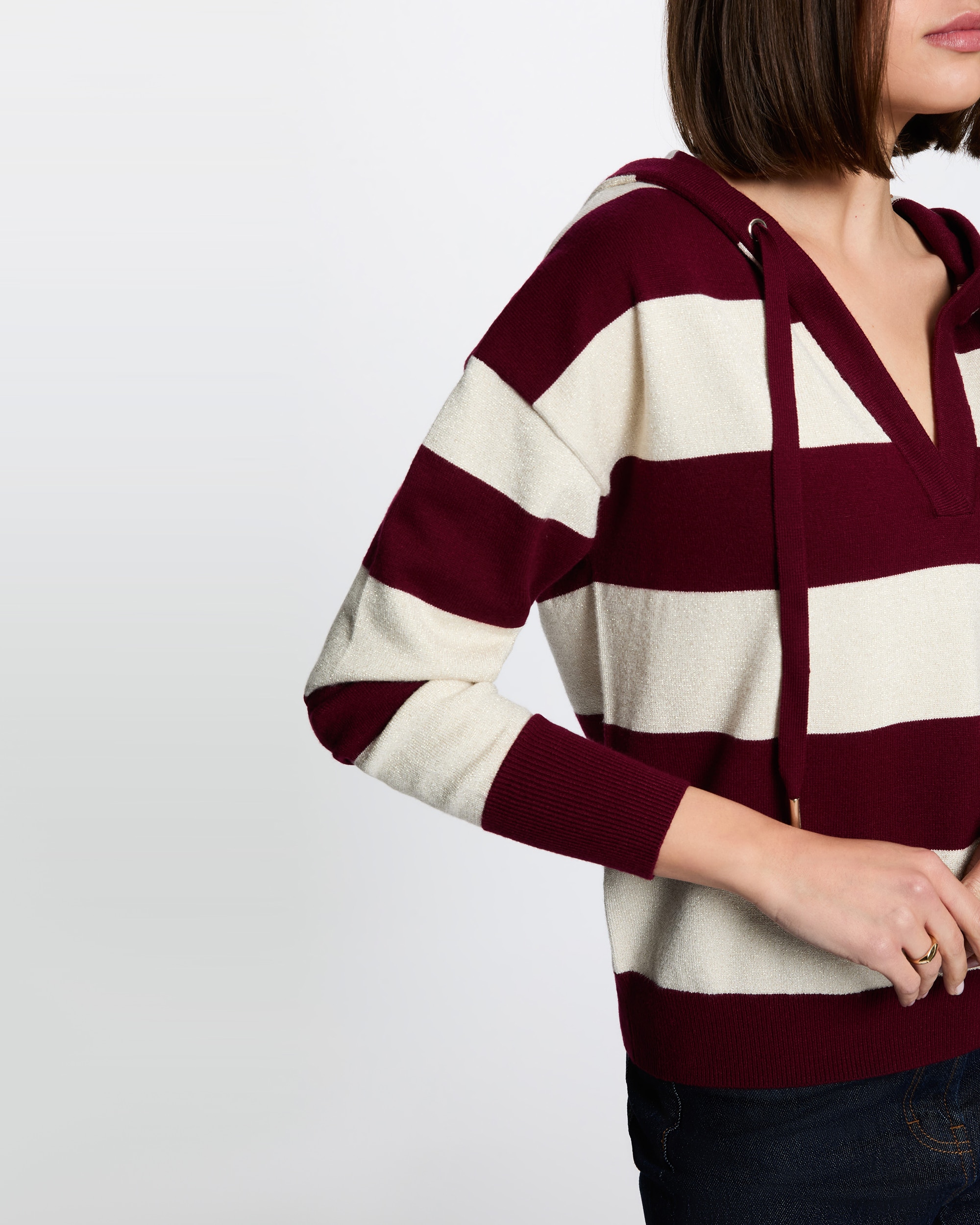 Jersey de mujer con capucha - Morgan - Burdeos Burdeos-5