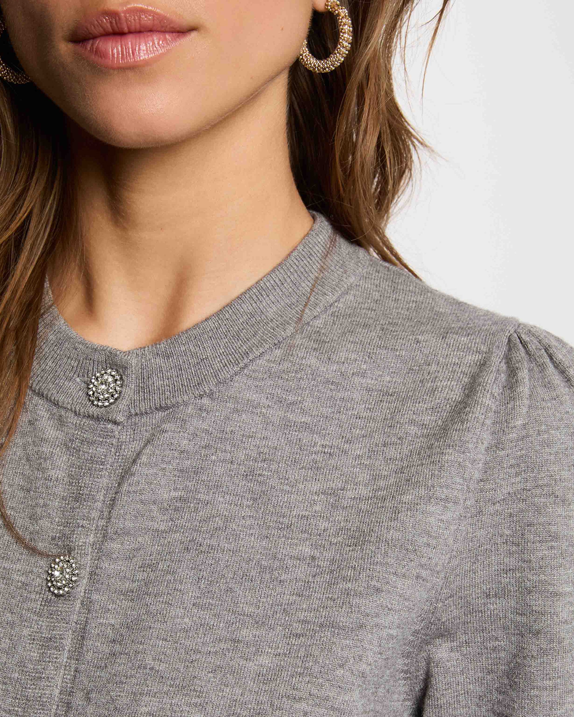 Cárdigan de mujer con cierre de botones - Morgan - Gris claro Gris claro-4