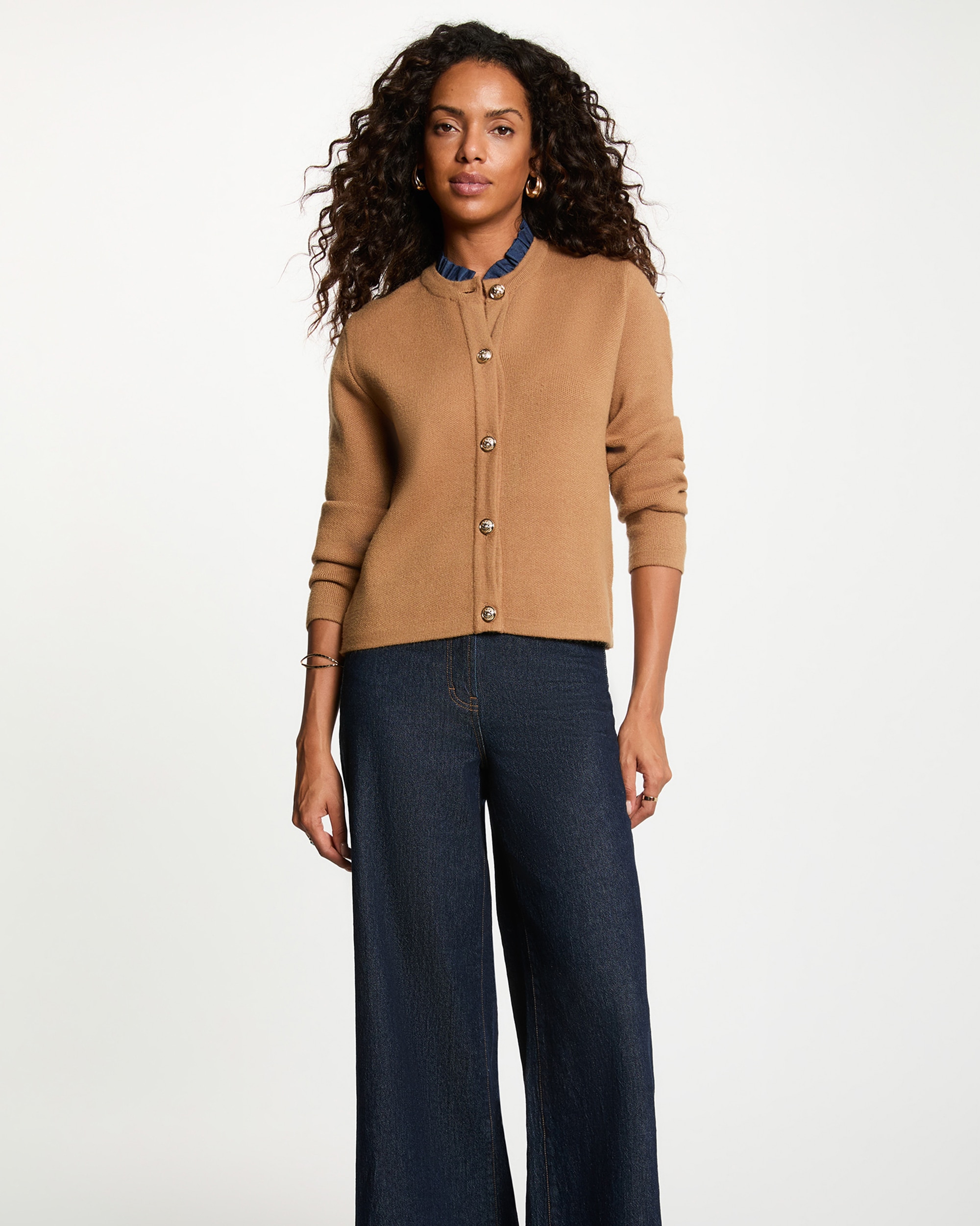 Cárdigan de mujer con cierre de botones - Morgan - Camel Camel-1