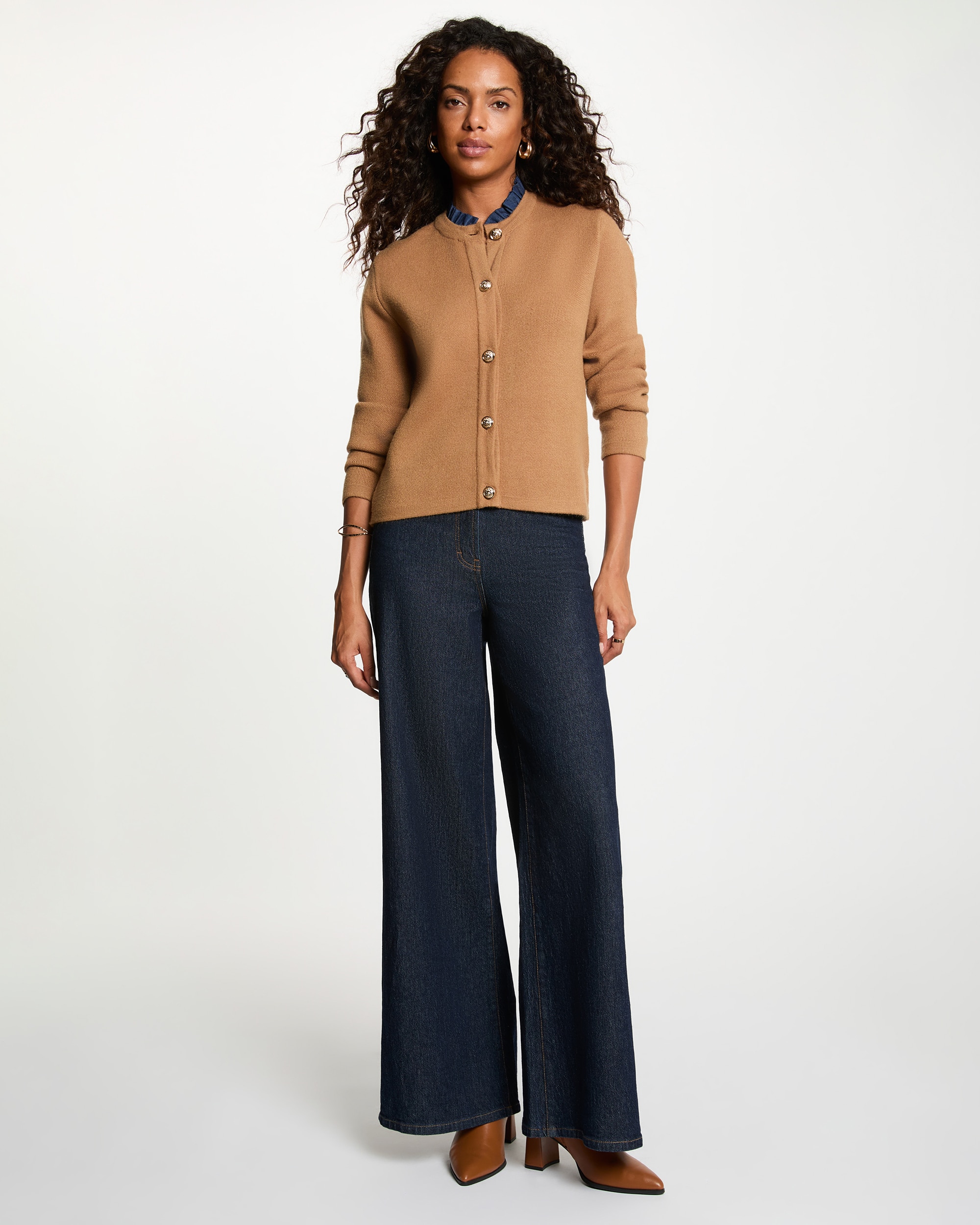Cárdigan de mujer con cierre de botones - Morgan - Camel Camel-3