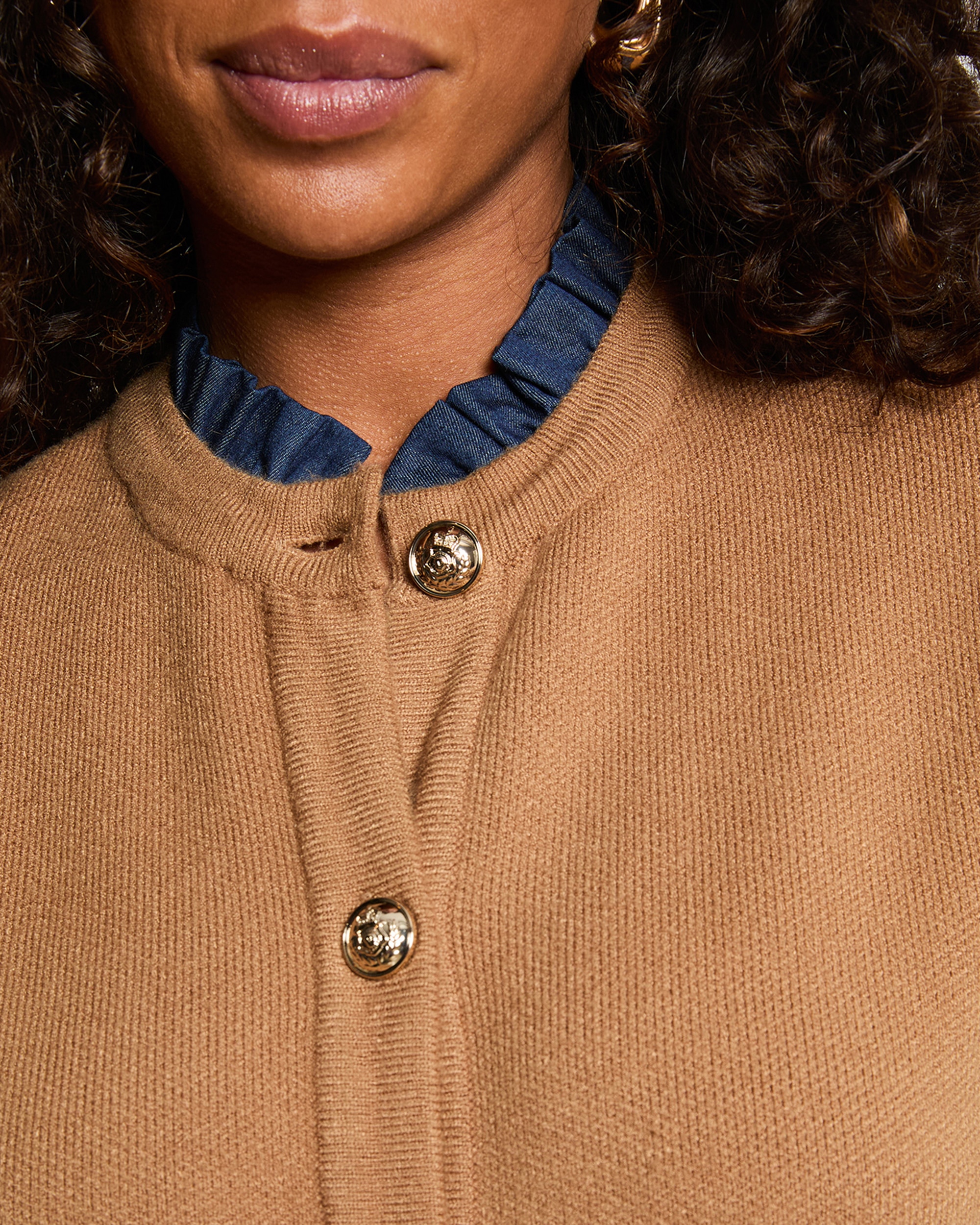 Cárdigan de mujer con cierre de botones - Morgan - Camel Camel-4