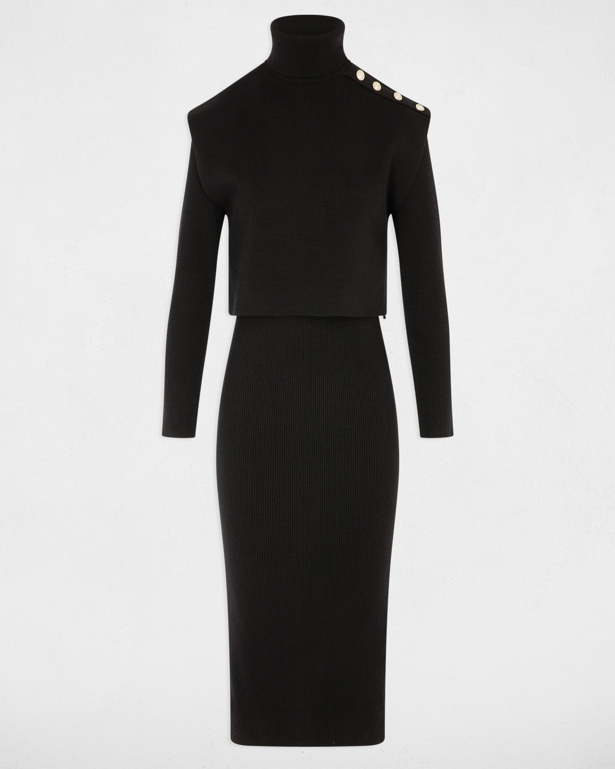Vestido con cuello alto - Morgan - Negro Negro-5