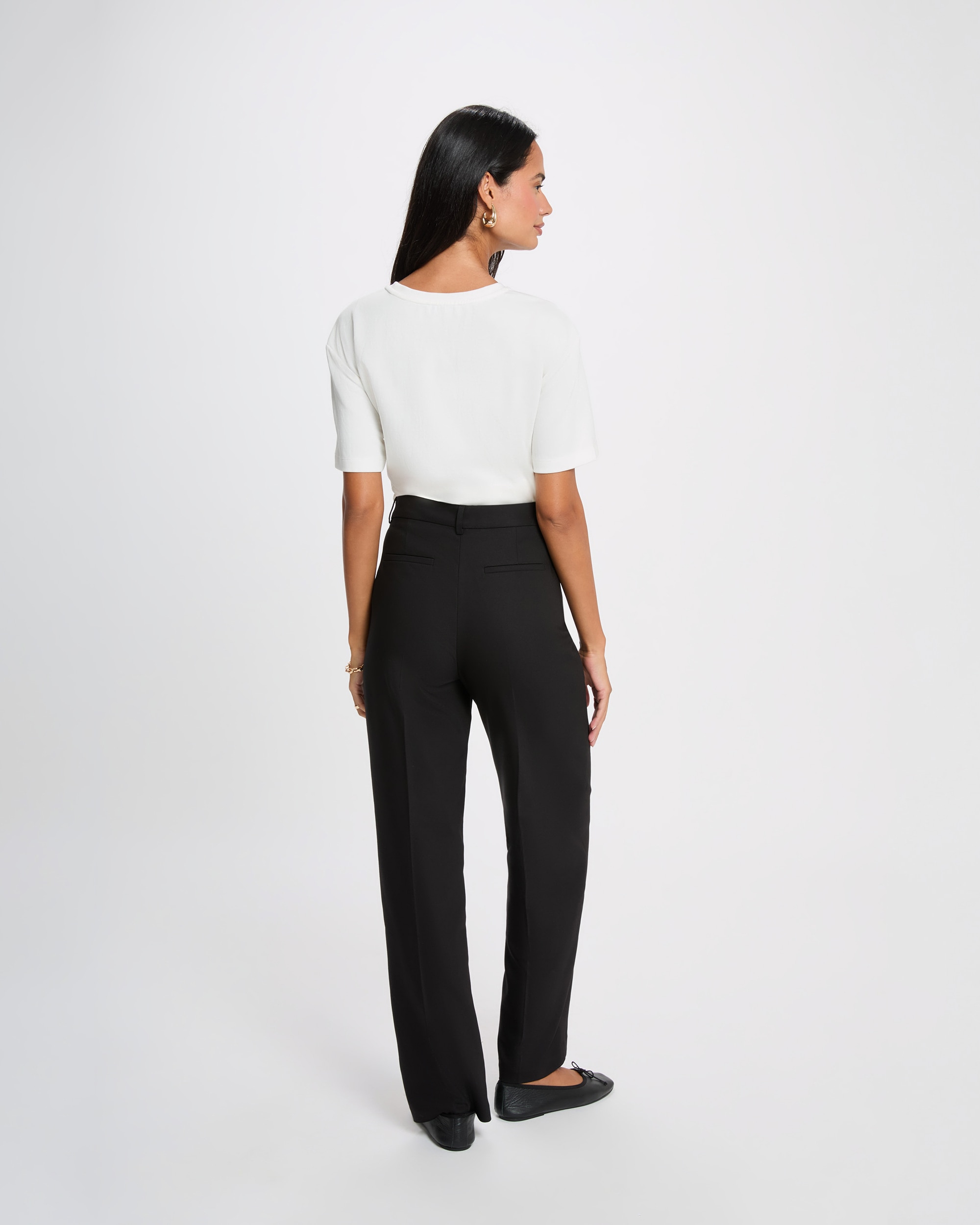 Pantalones de vestir de mujer de tiro alto - Morgan - Negro Negro-2