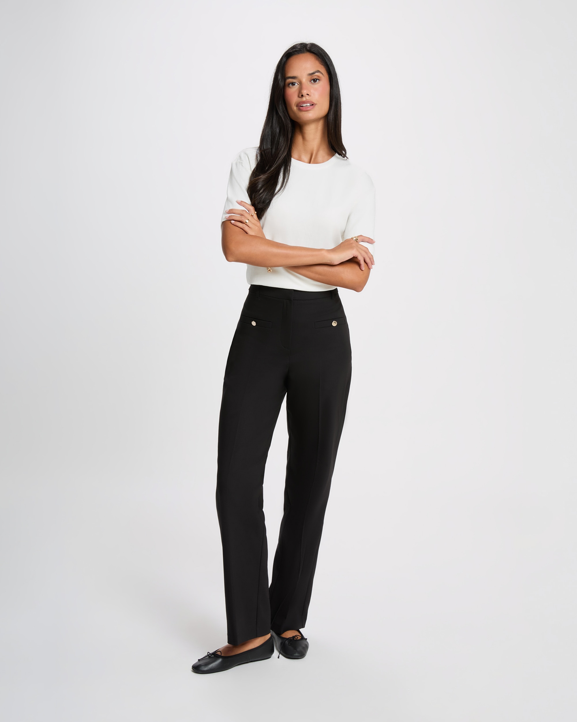 Pantalones de vestir de mujer de tiro alto - Morgan - Negro Negro-3