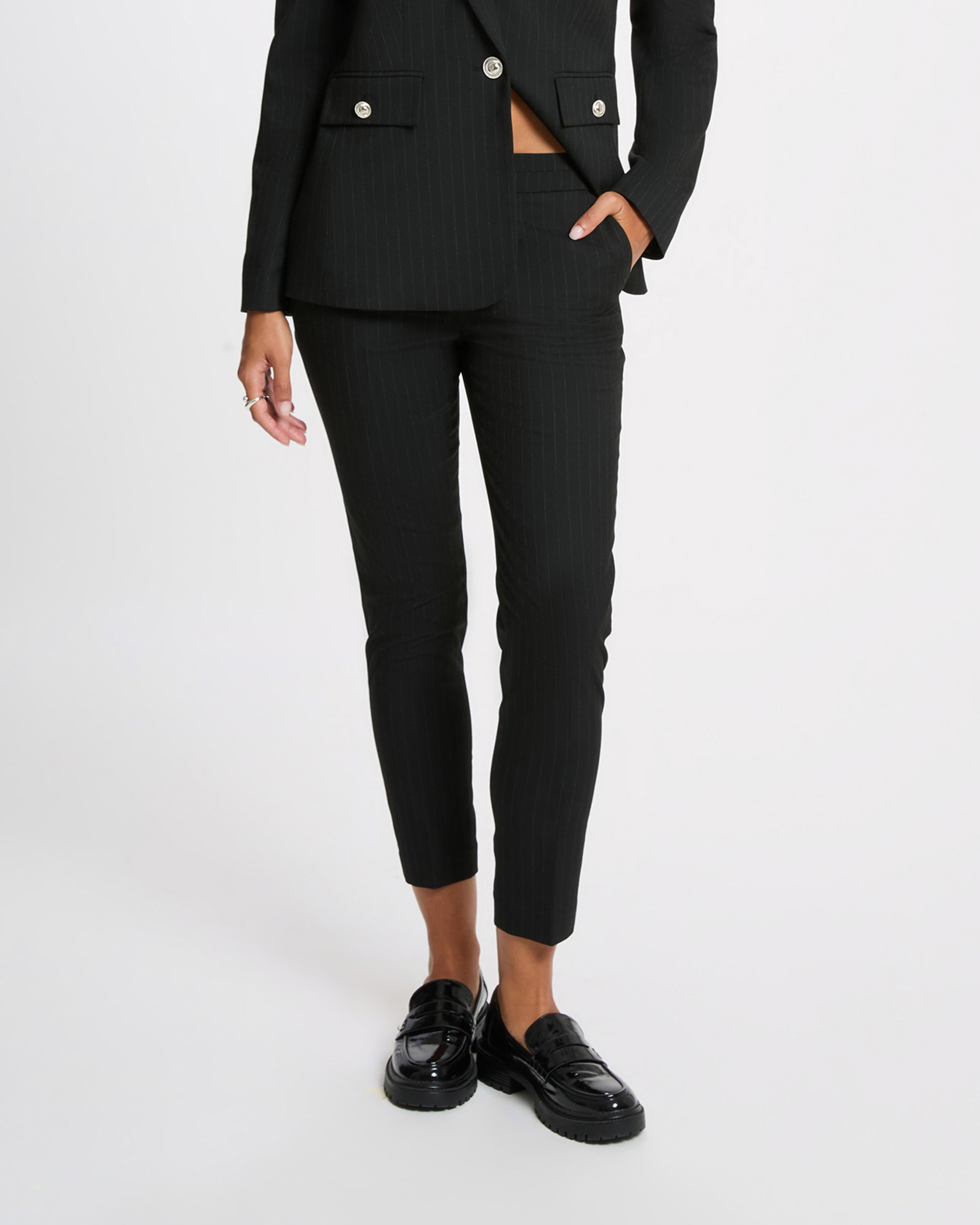Pantalones de vestir de mujer con rayas - Morgan - Negro Negro-1