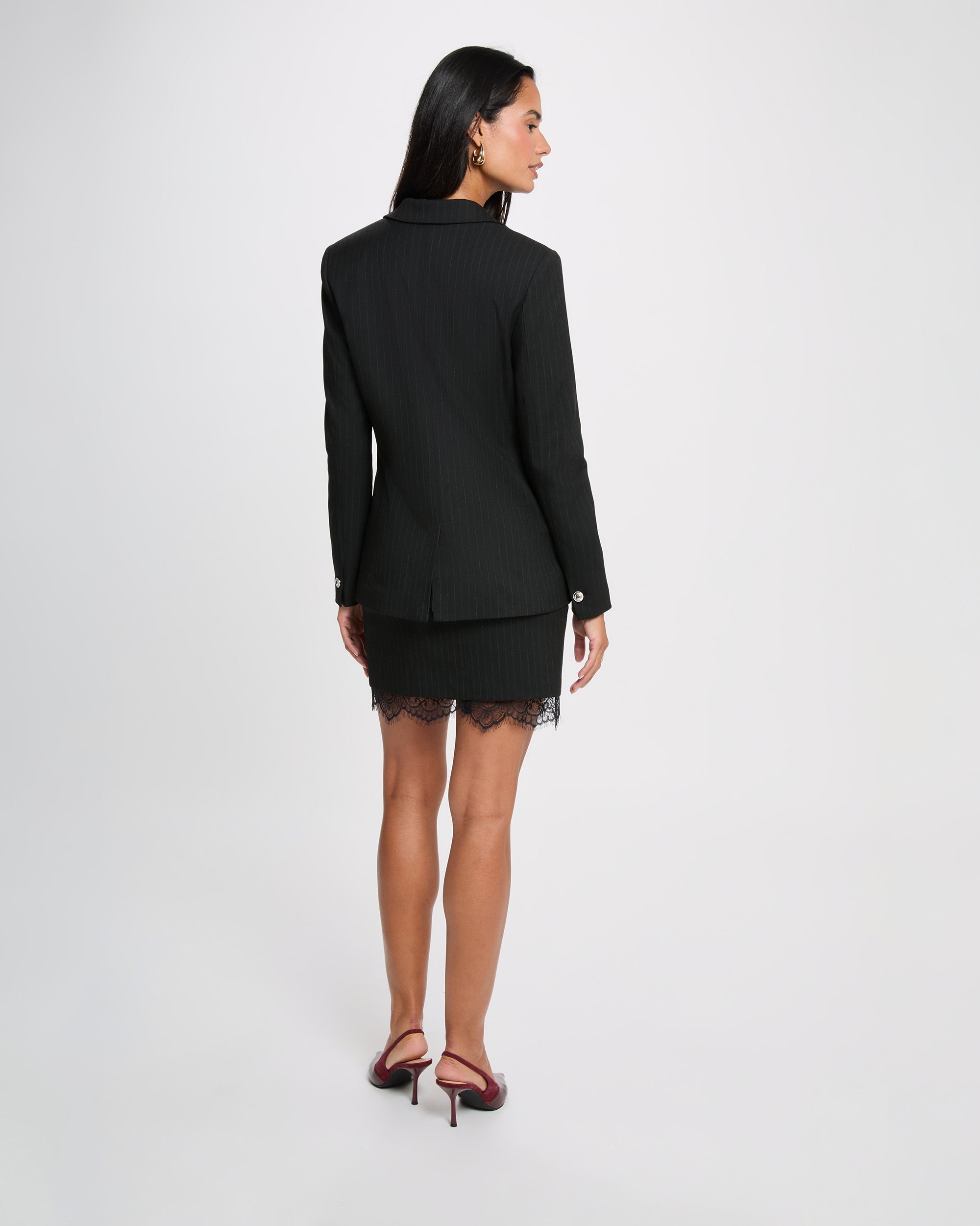 Falda corta con detalle de encaje - Morgan - Negro Negro-2