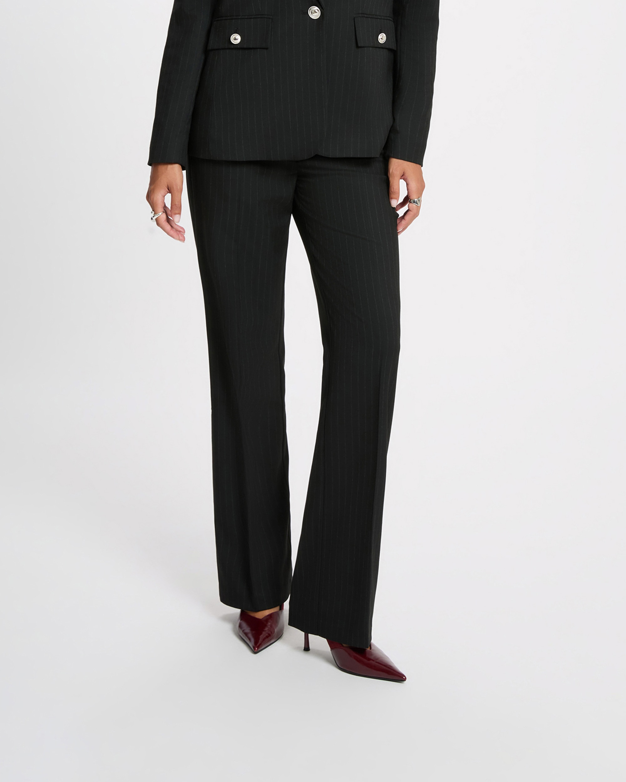 Imagen 0 de Pantalones de vestir de mujer con estampado de rayas Negro
