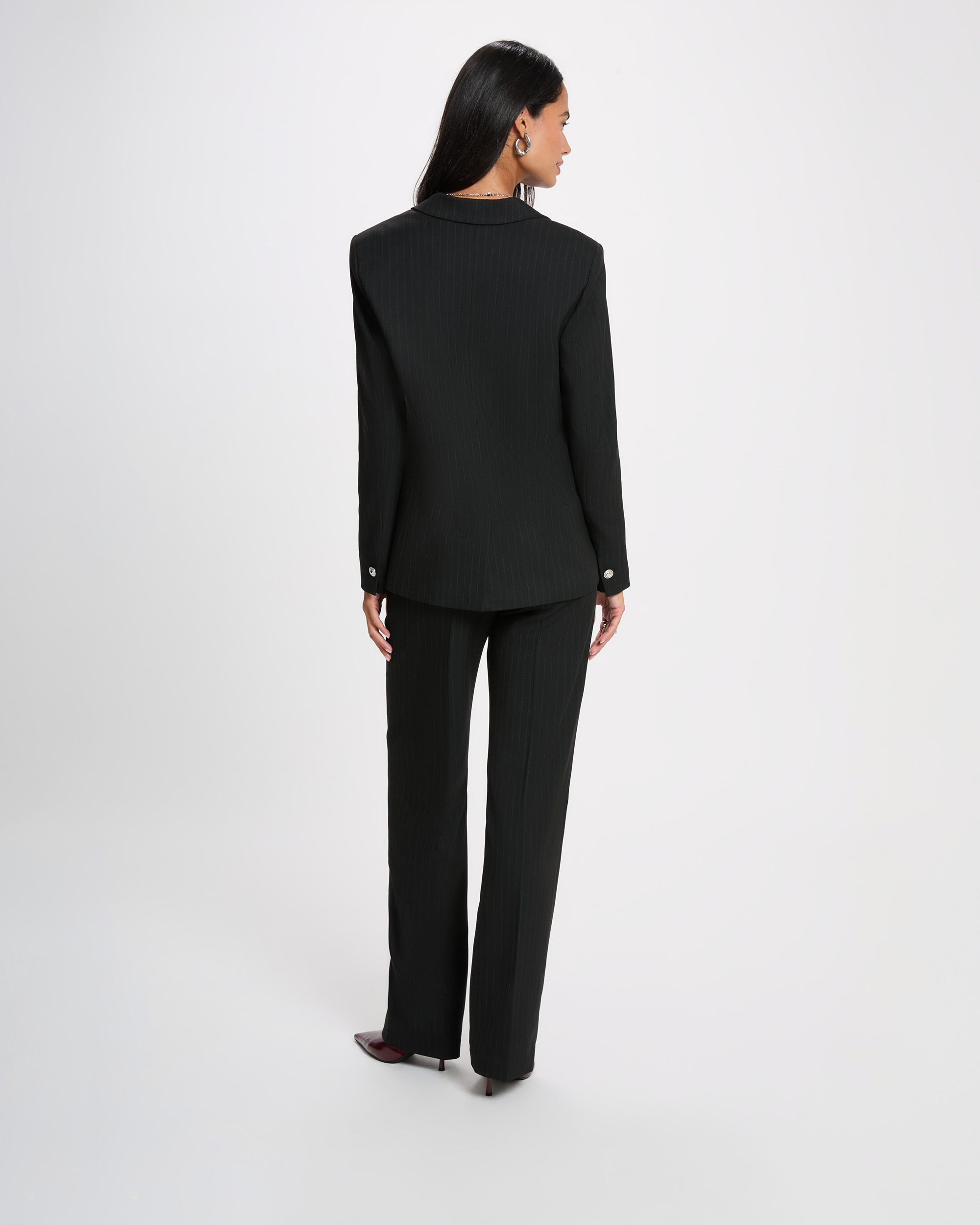 Pantalones de vestir de mujer con estampado de rayas - Morgan - Negro Negro-2