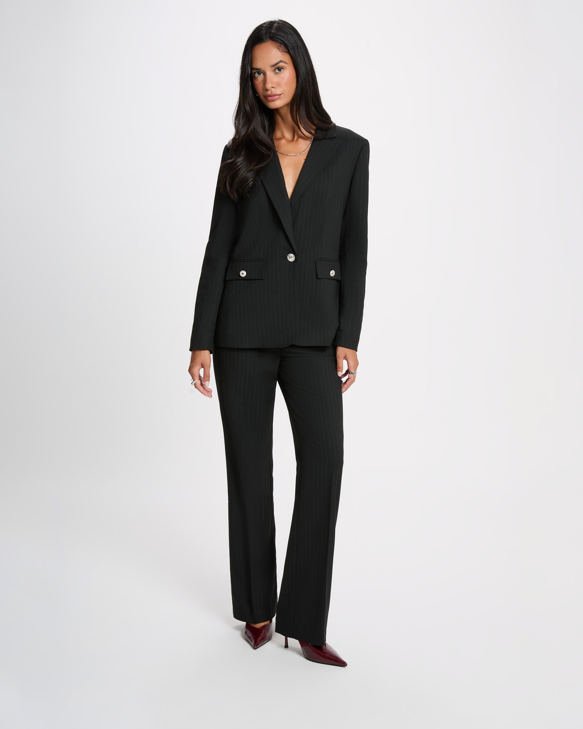 Pantalones de vestir de mujer con estampado de rayas - Morgan - Negro Negro-3