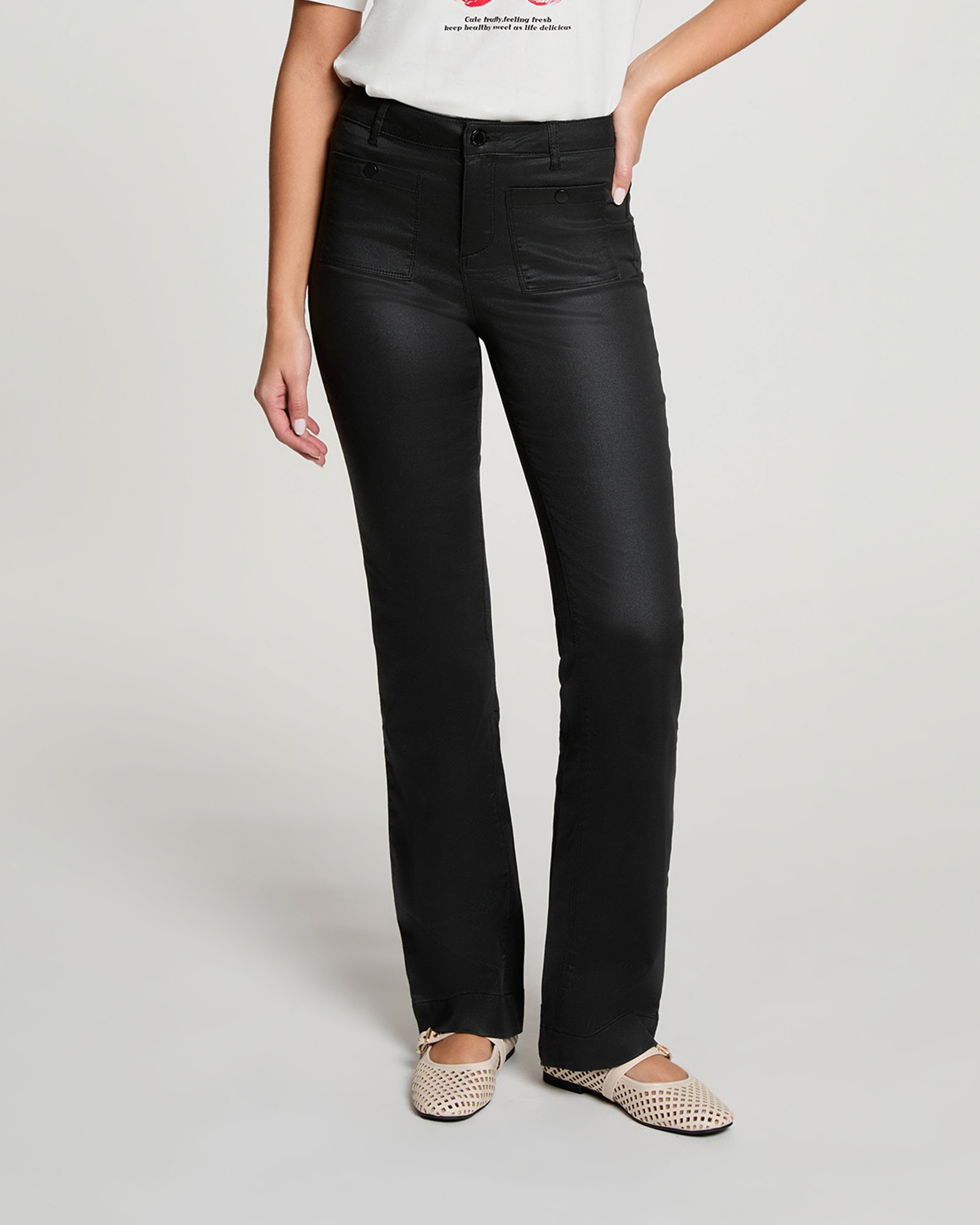 Pantalones de campana de mujer de tiro alto - Morgan - Negro Negro-1