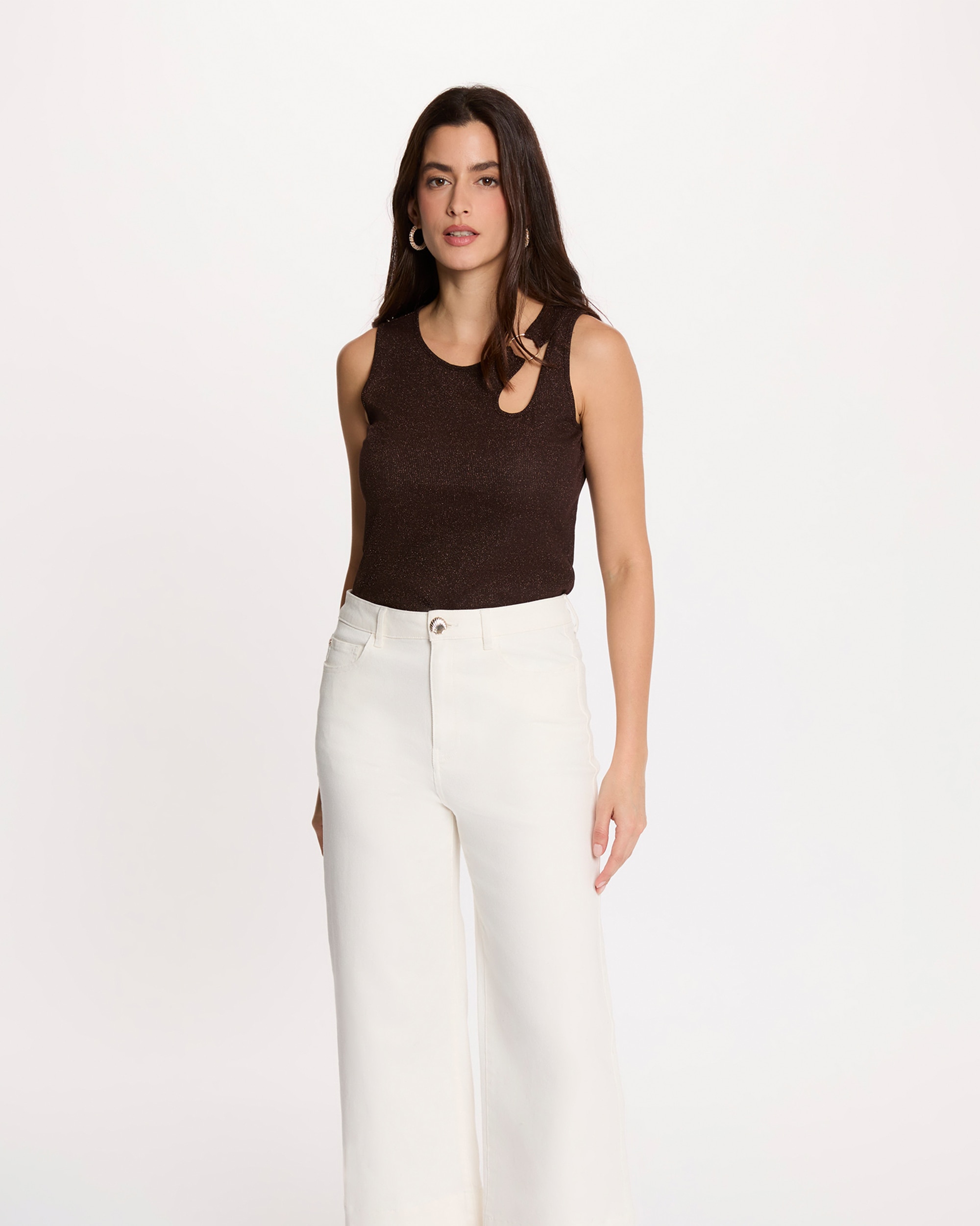 Camiseta de mujer sin mangas - Morgan - Marrón oscuro Marrón oscuro-1