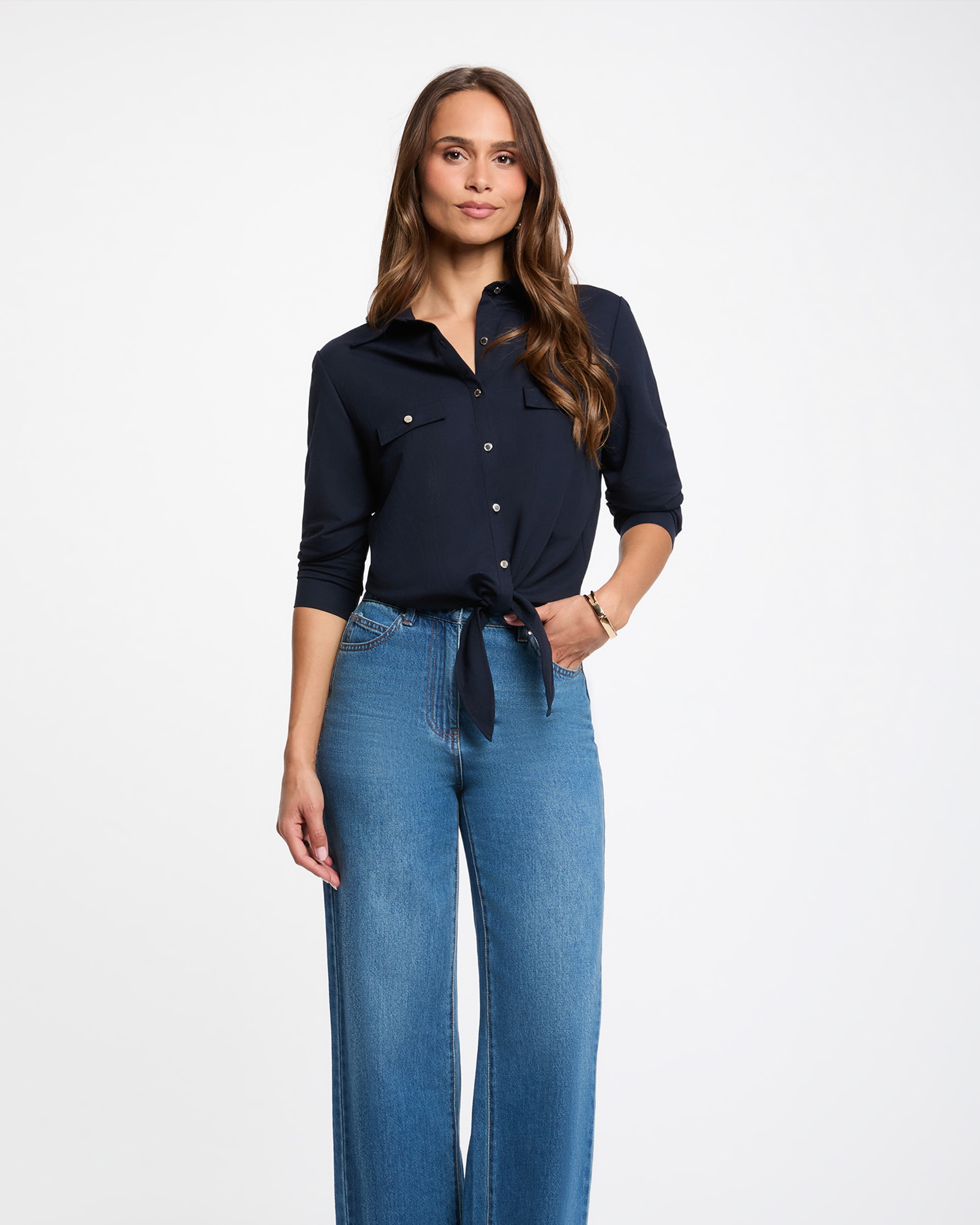 Camisa de mujer con manga larga - Morgan - Azul marino Azul marino-1