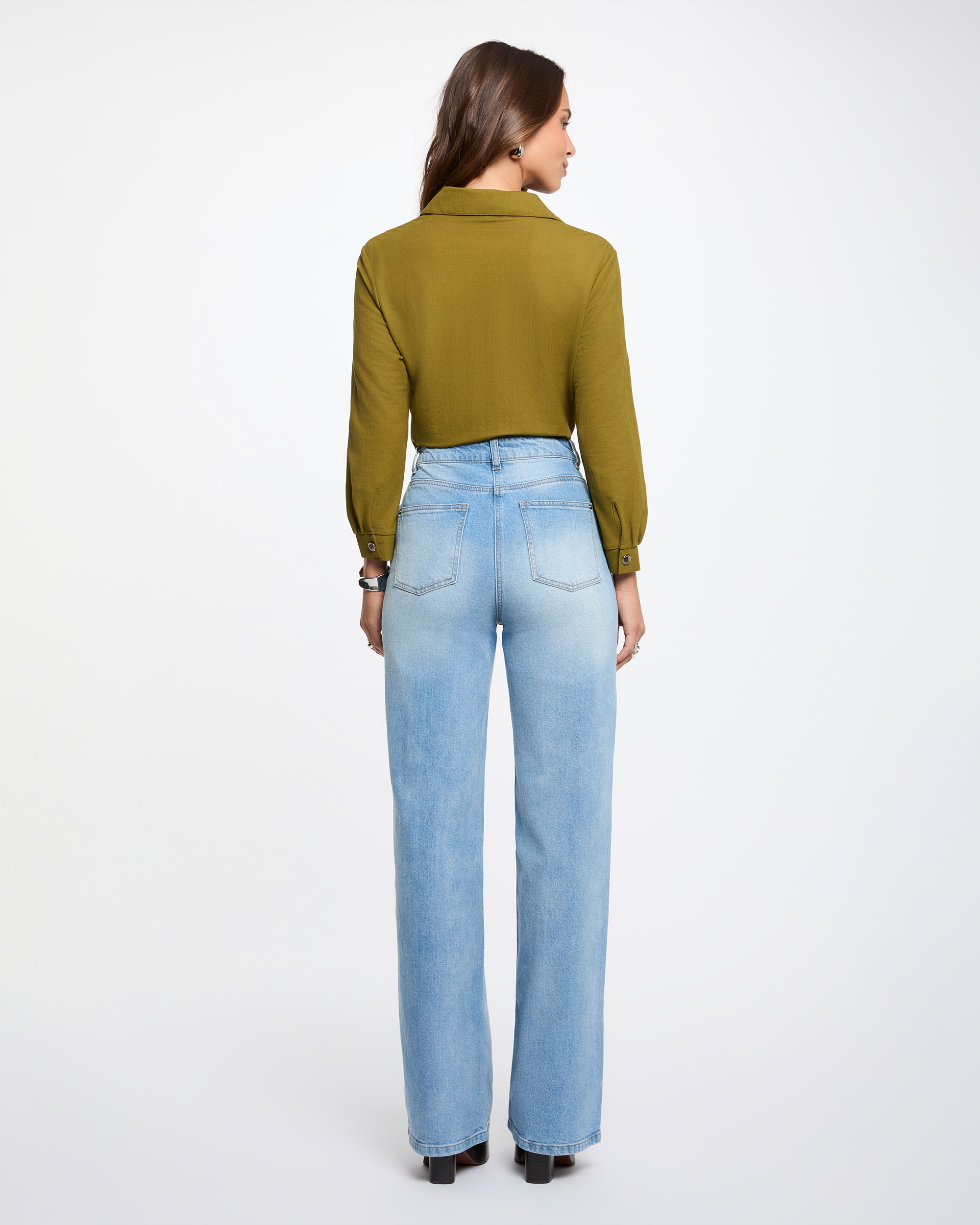 Camisa de mujer anudada con bolsillos - Morgan - Kaki Kaki-2