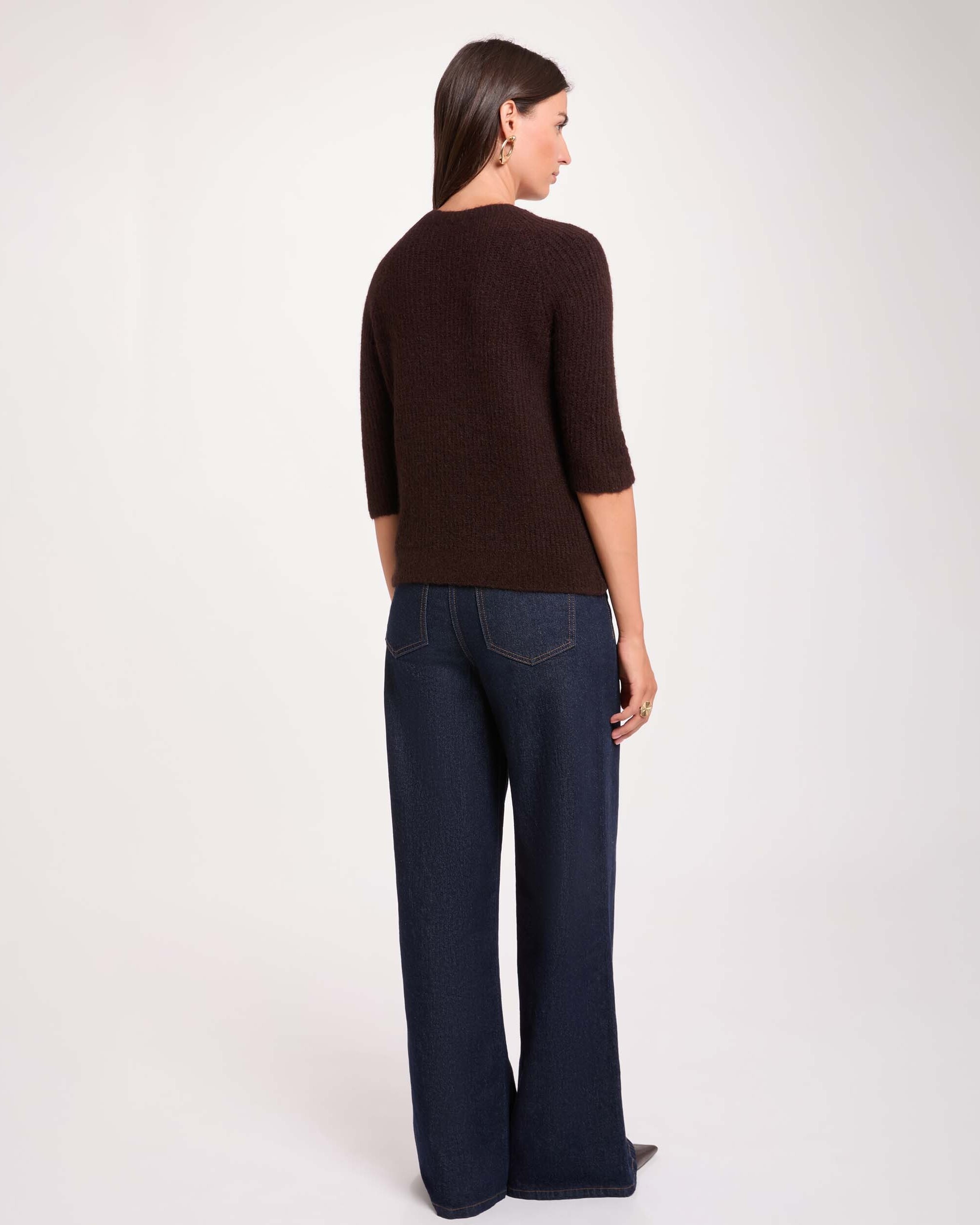 Jersey de mujer en lana - Morgan - Marrón oscuro Marrón oscuro-2
