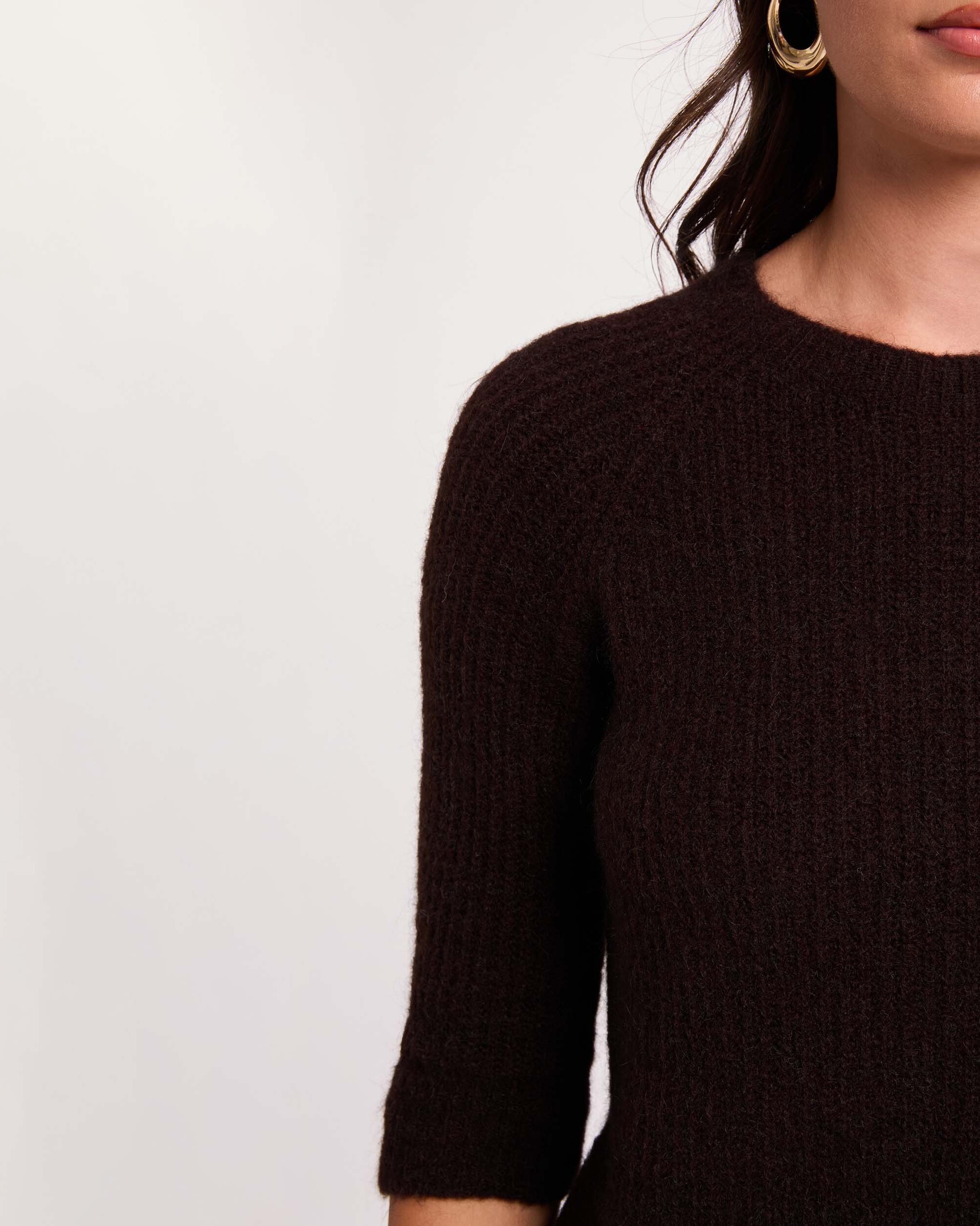 Jersey de mujer en lana - Morgan - Marrón oscuro Marrón oscuro-4