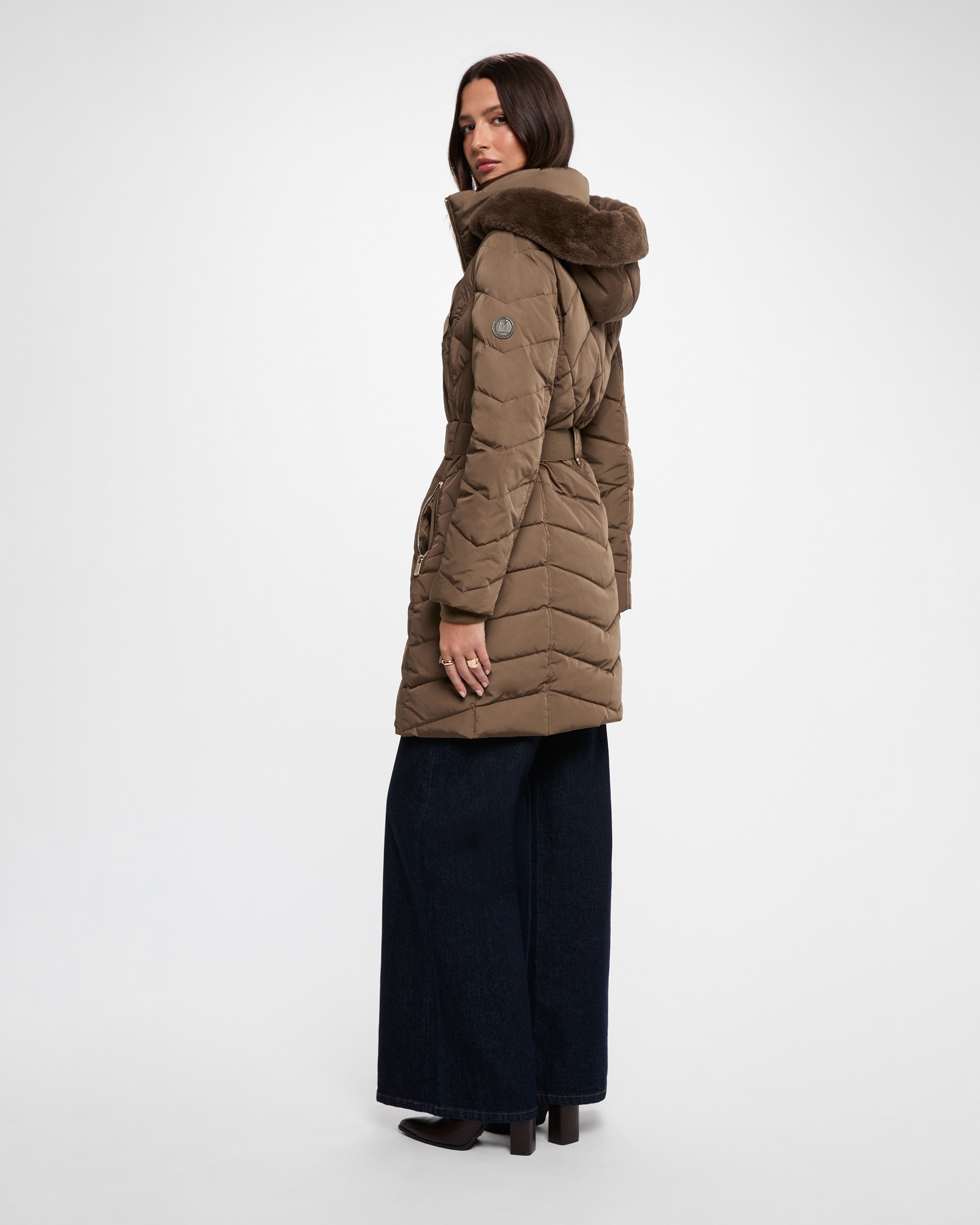Plumífero de mujer con capucha - Morgan - Kaki Kaki-3
