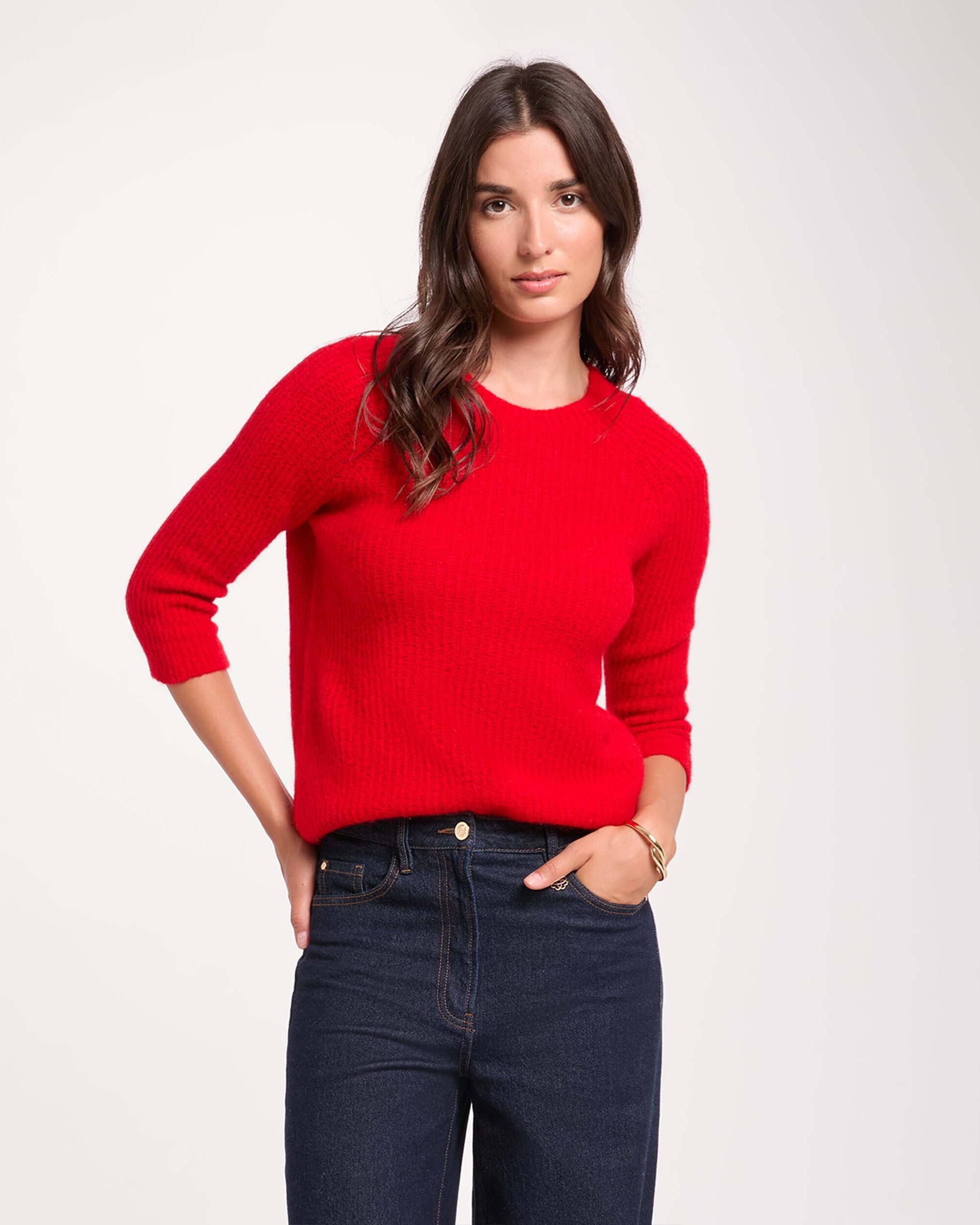 Jersey de mujer en lana - Morgan - Rojo Rojo-1