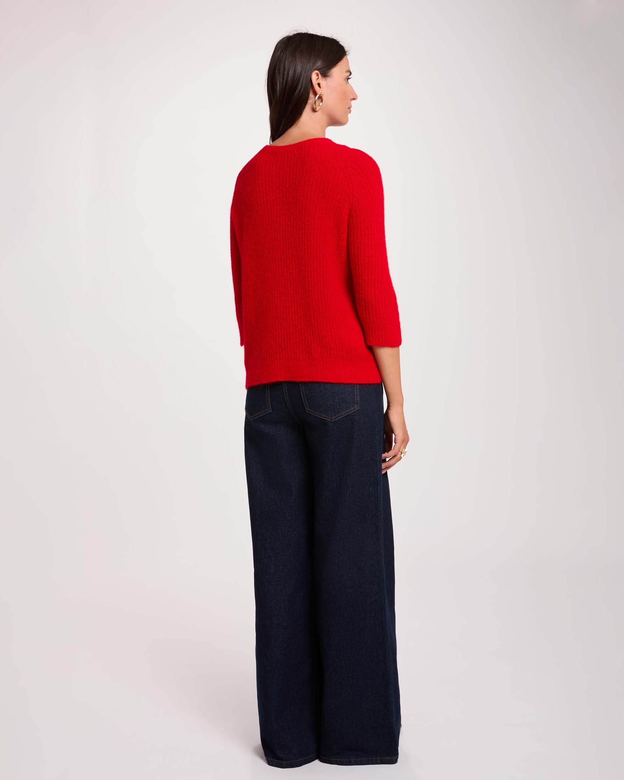 Jersey de mujer en lana - Morgan - Rojo Rojo-2