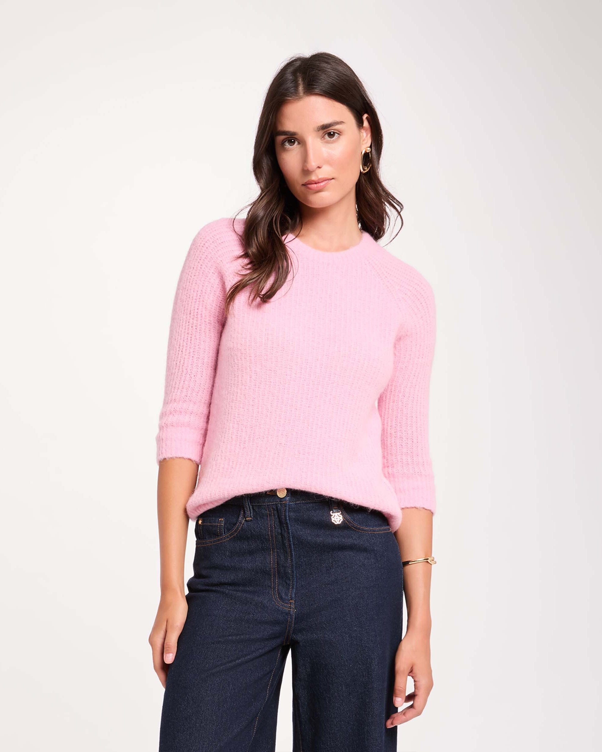 Jersey de mujer en lana - Morgan - Rosa pastel Rosa pastel-1