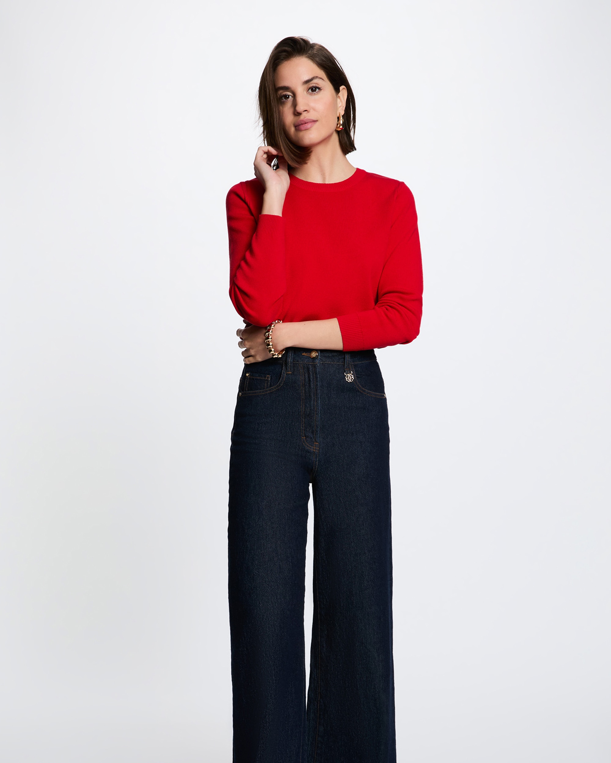 Jersey de mujer con cuello redondo - Morgan - Rojo Rojo-1