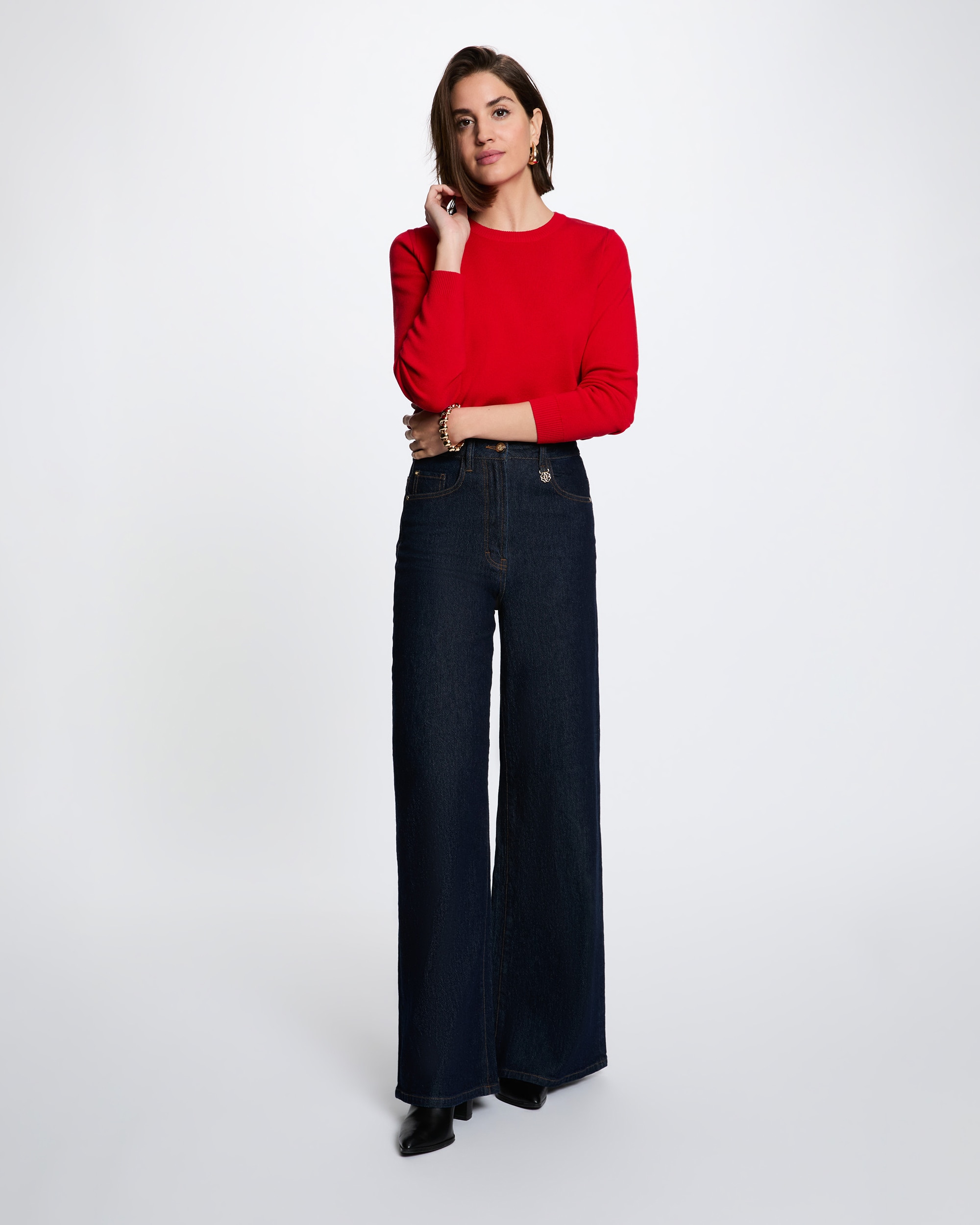 Jersey de mujer con cuello redondo - Morgan - Rojo Rojo-3