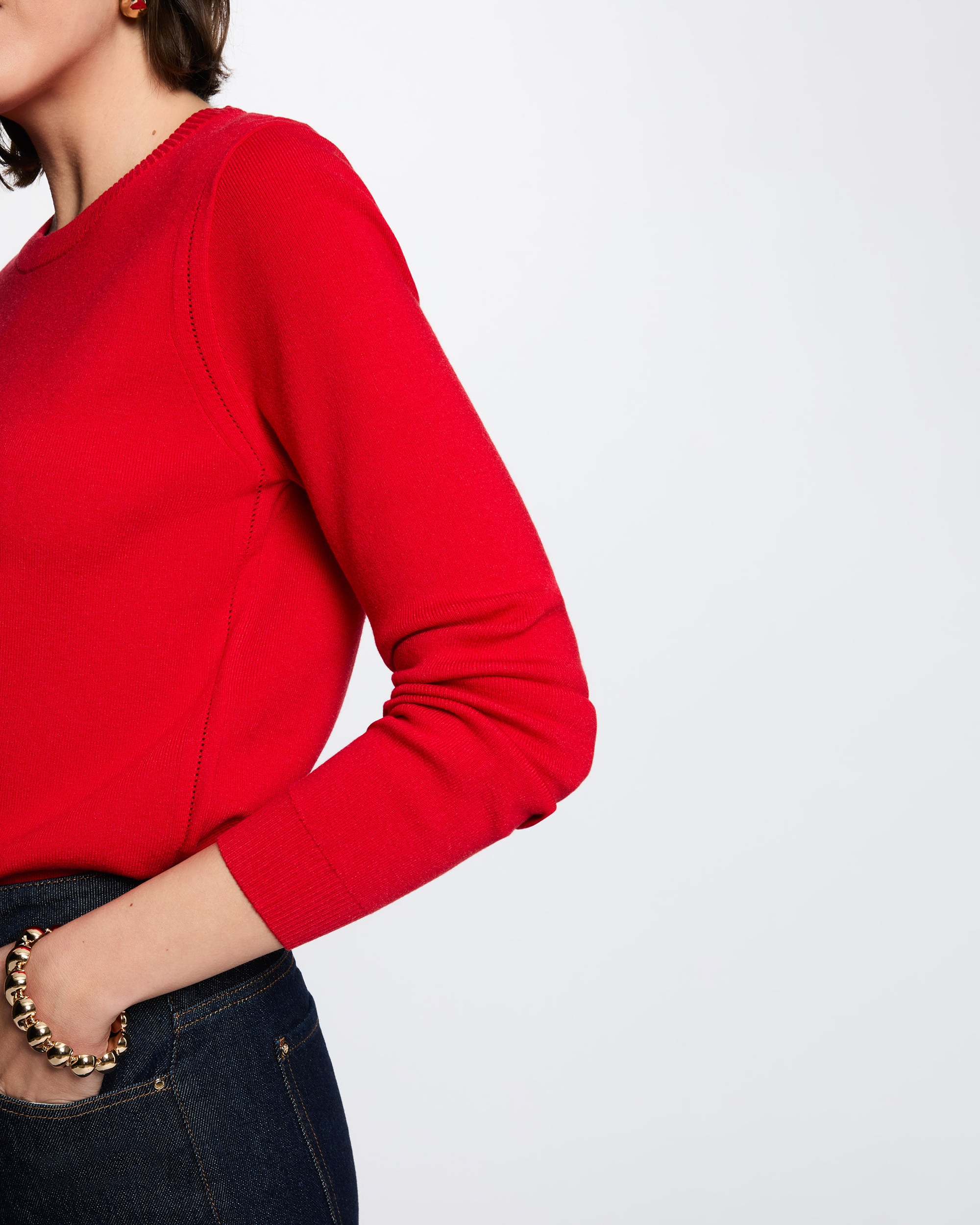 Jersey de mujer con cuello redondo - Morgan - Rojo Rojo-4