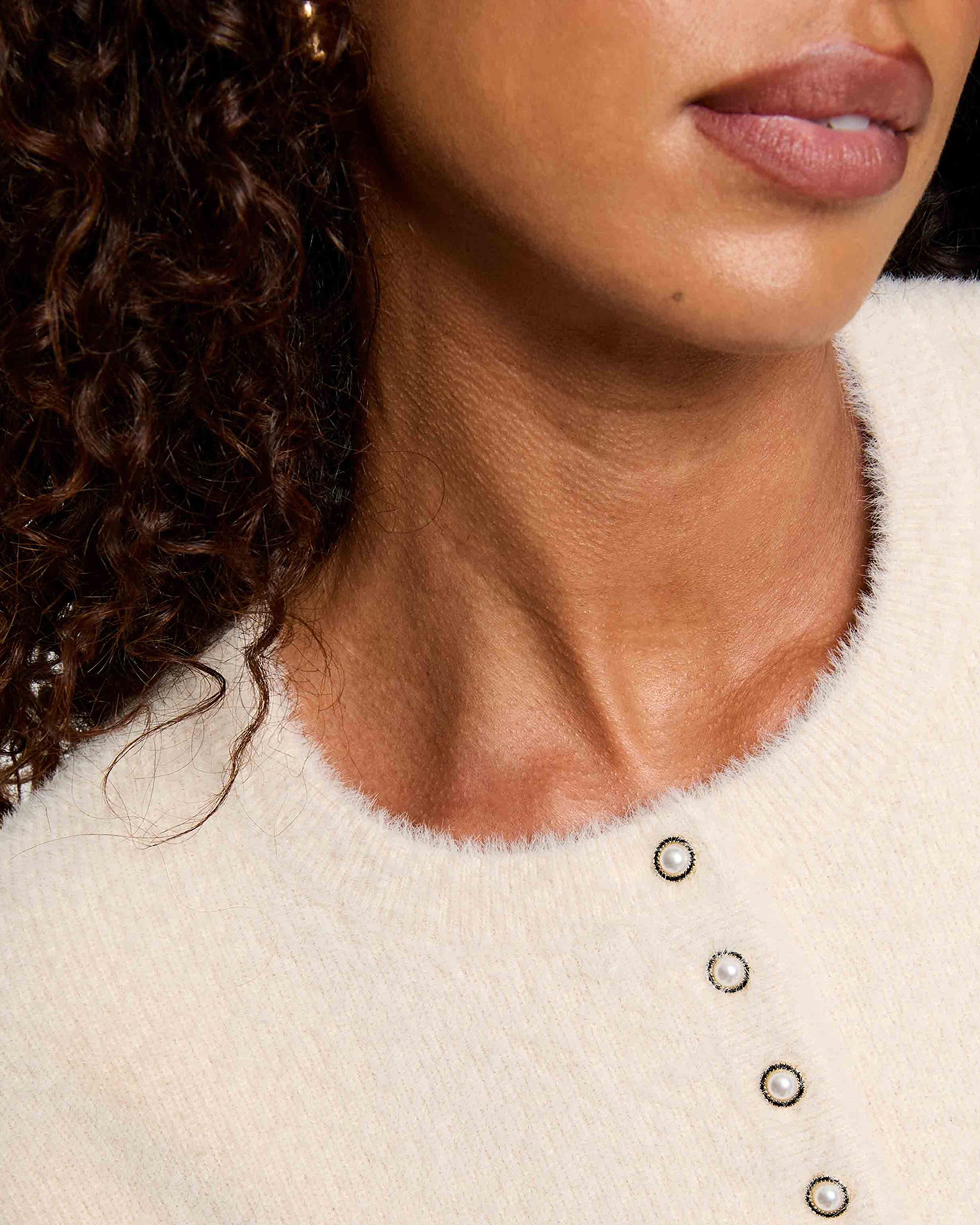 Jersey de mujer con cierre de botones - Morgan - Beige Beige-4