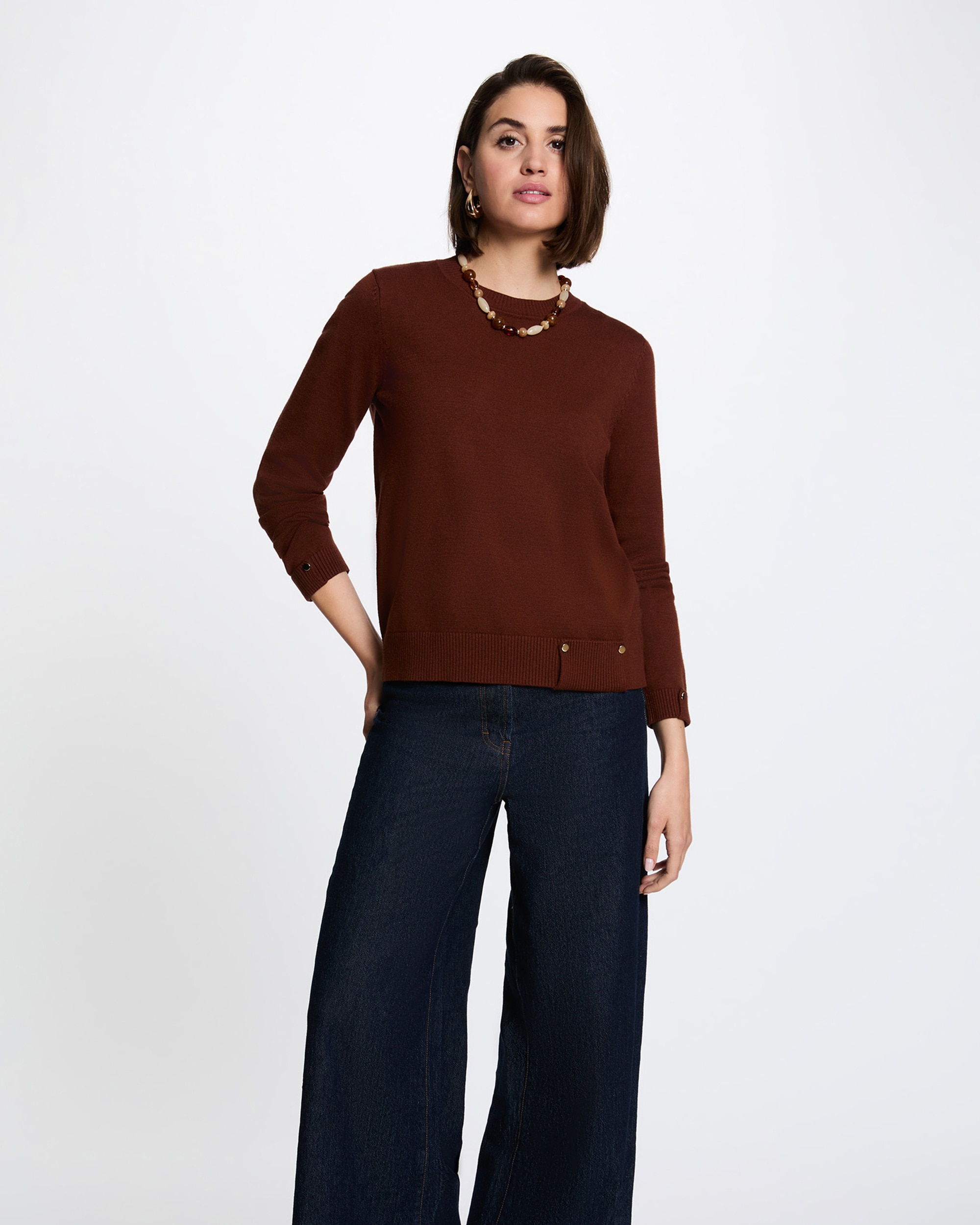 Jersey de mujer con botones - Morgan - Marrón Marrón-1