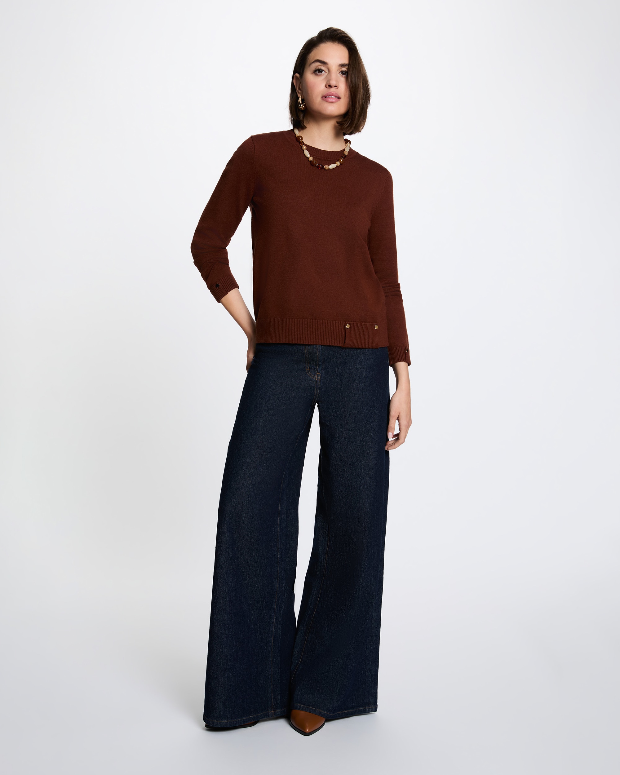 Jersey de mujer con botones - Morgan - Marrón Marrón-3