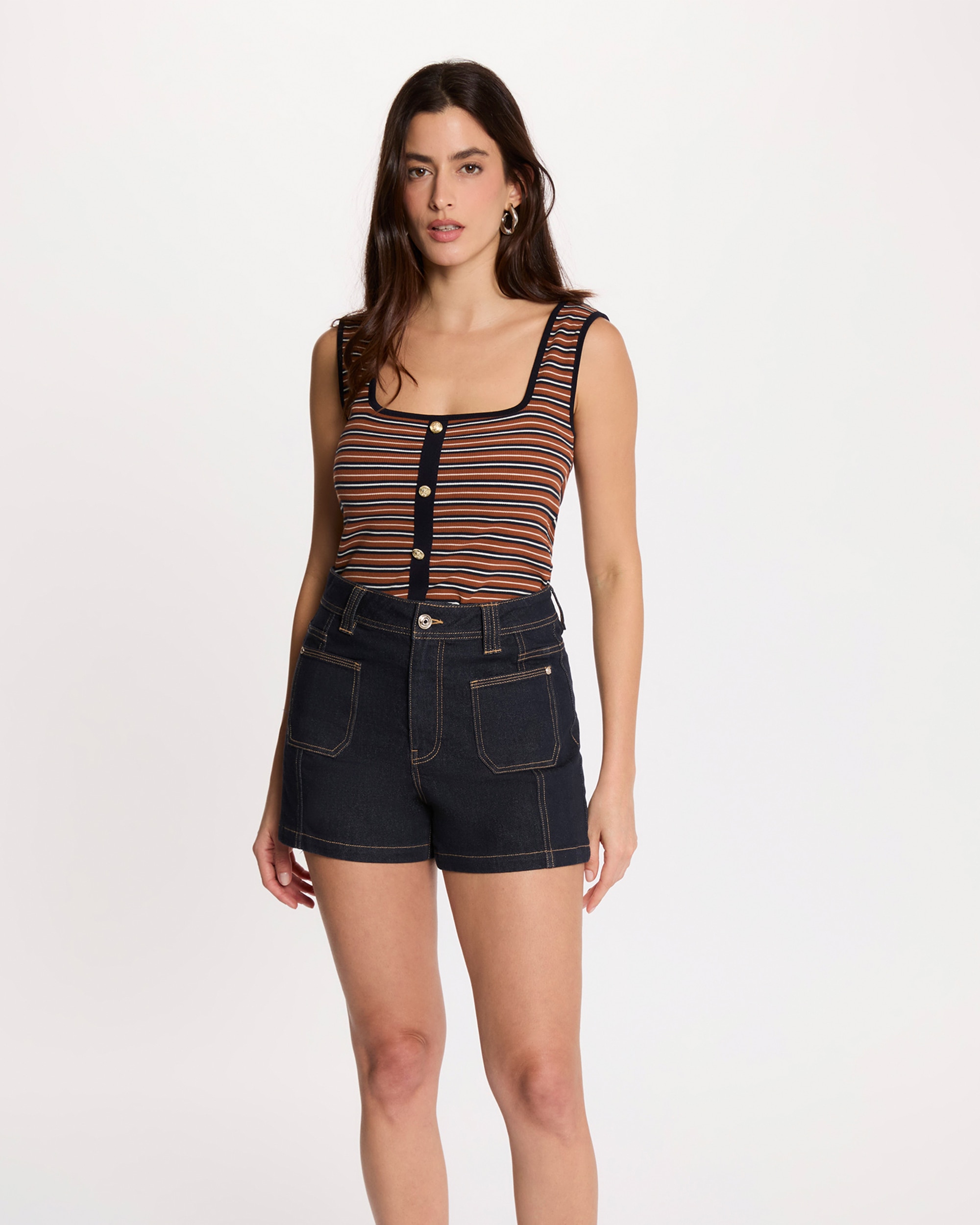 Morgan - Camiseta de mujer de tirantes a rayas.