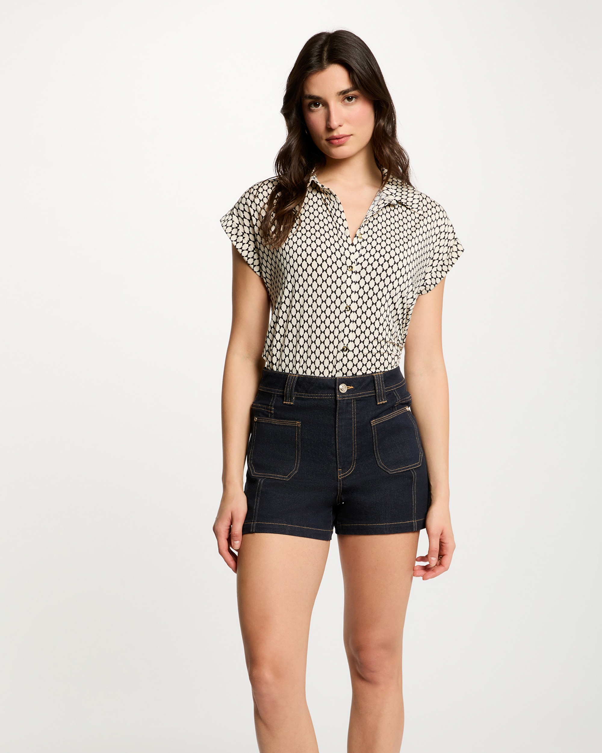 Morgan - Camisa de mujer satinada con estampado.