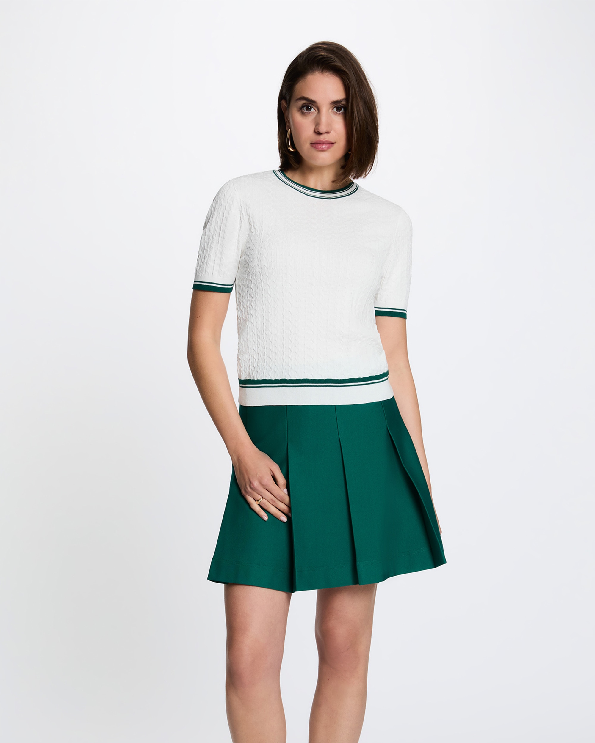 Imagen 1 de Jersey de mujer con cuello redondo - Morgan - Blanco / Verde Blanco / Verde