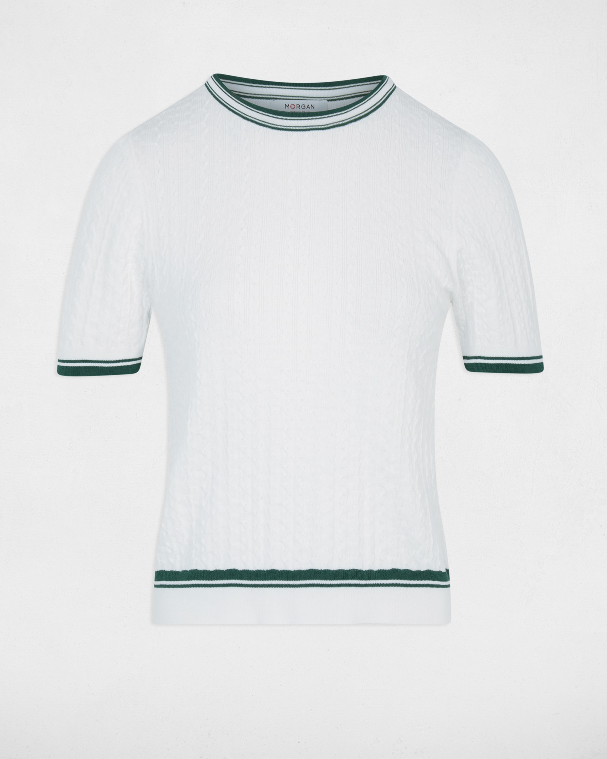 Imagen 5 de Jersey de mujer con cuello redondo - Morgan - Blanco / Verde Blanco / Verde