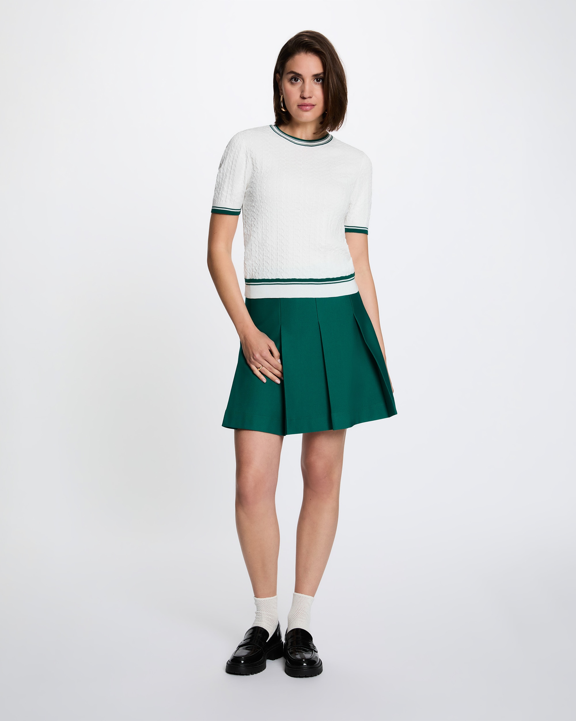 Imagen 3 de Jersey de mujer con cuello redondo - Morgan - Blanco / Verde Blanco / Verde