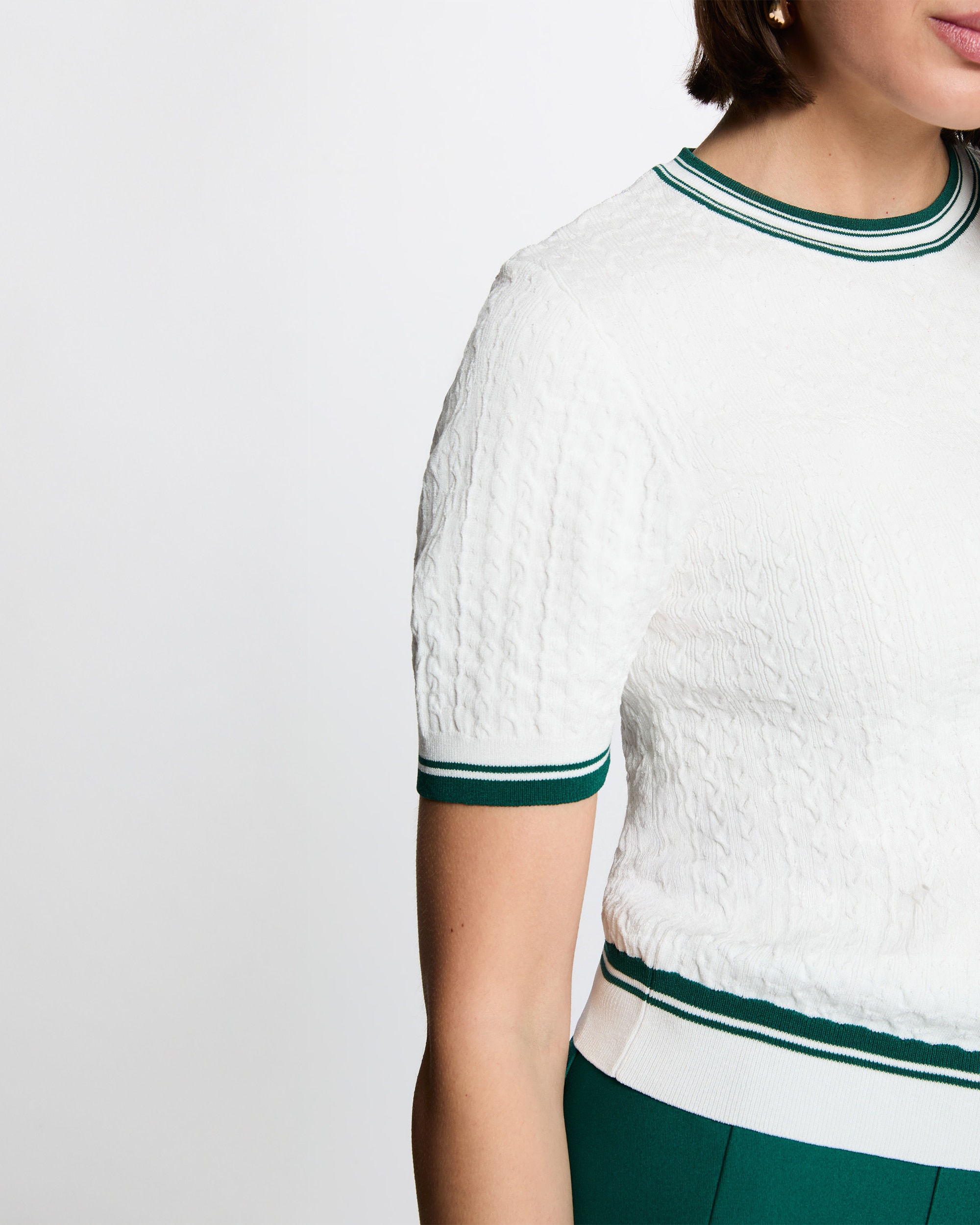 Imagen 4 de Jersey de mujer con cuello redondo - Morgan - Blanco / Verde Blanco / Verde