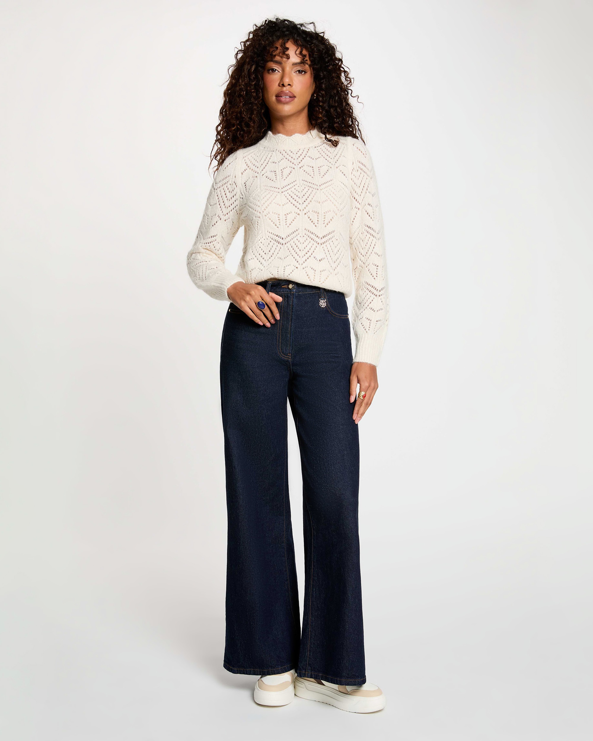 Jersey de mujer efecto calado - Morgan - Marfil Marfil-3