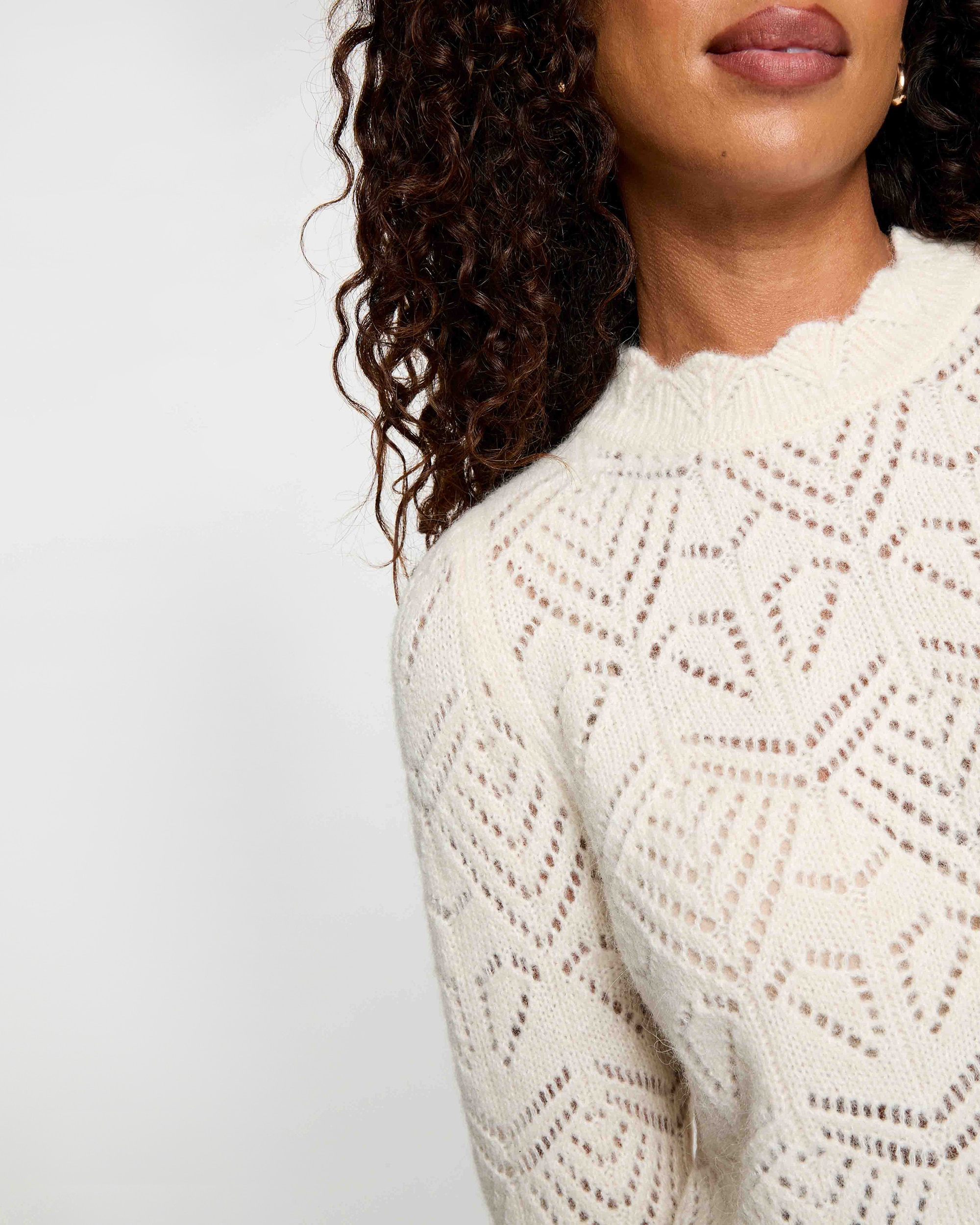 Jersey de mujer efecto calado - Morgan - Marfil Marfil-4