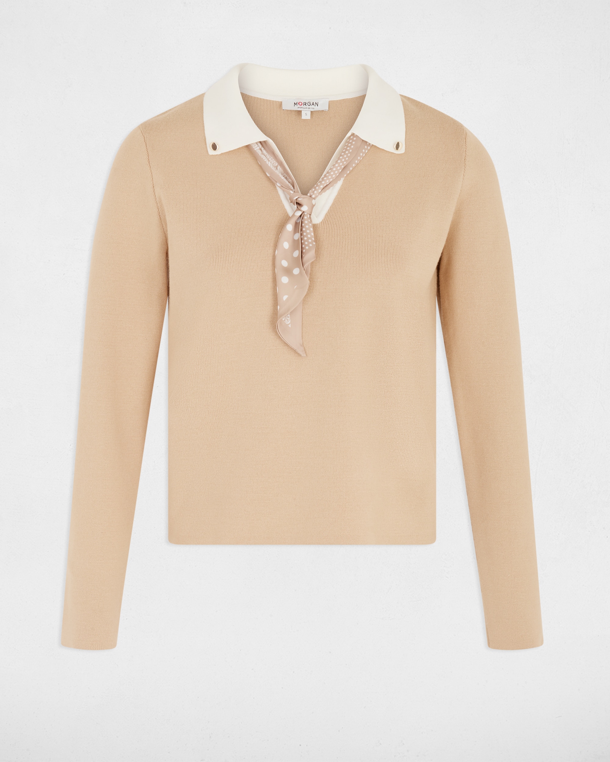 Jersey de mujer con cuello camisero - Morgan - Beige Beige-5