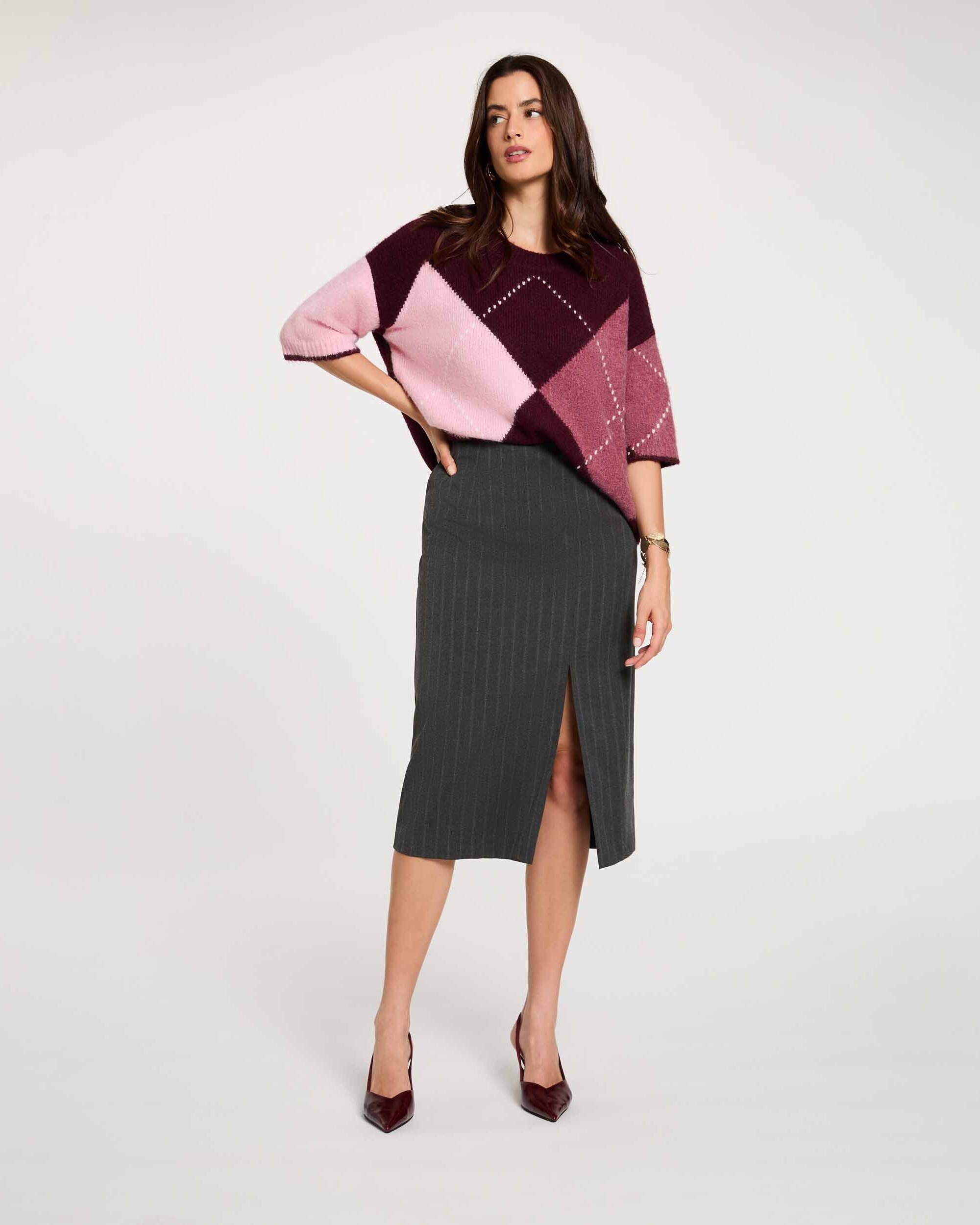 Jersey de mujer en lana - Morgan - Ciruela Ciruela-3
