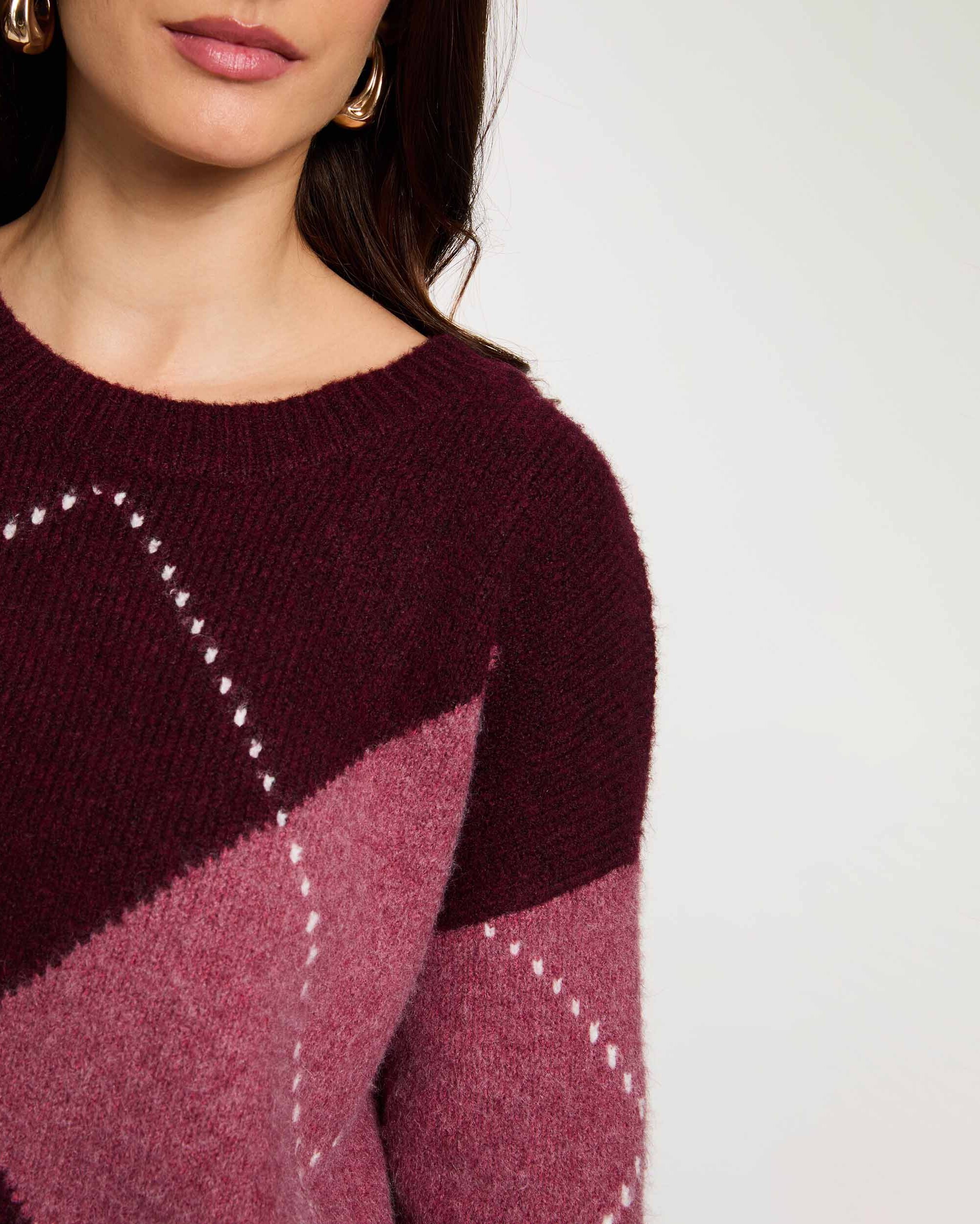 Jersey de mujer en lana - Morgan - Ciruela Ciruela-4