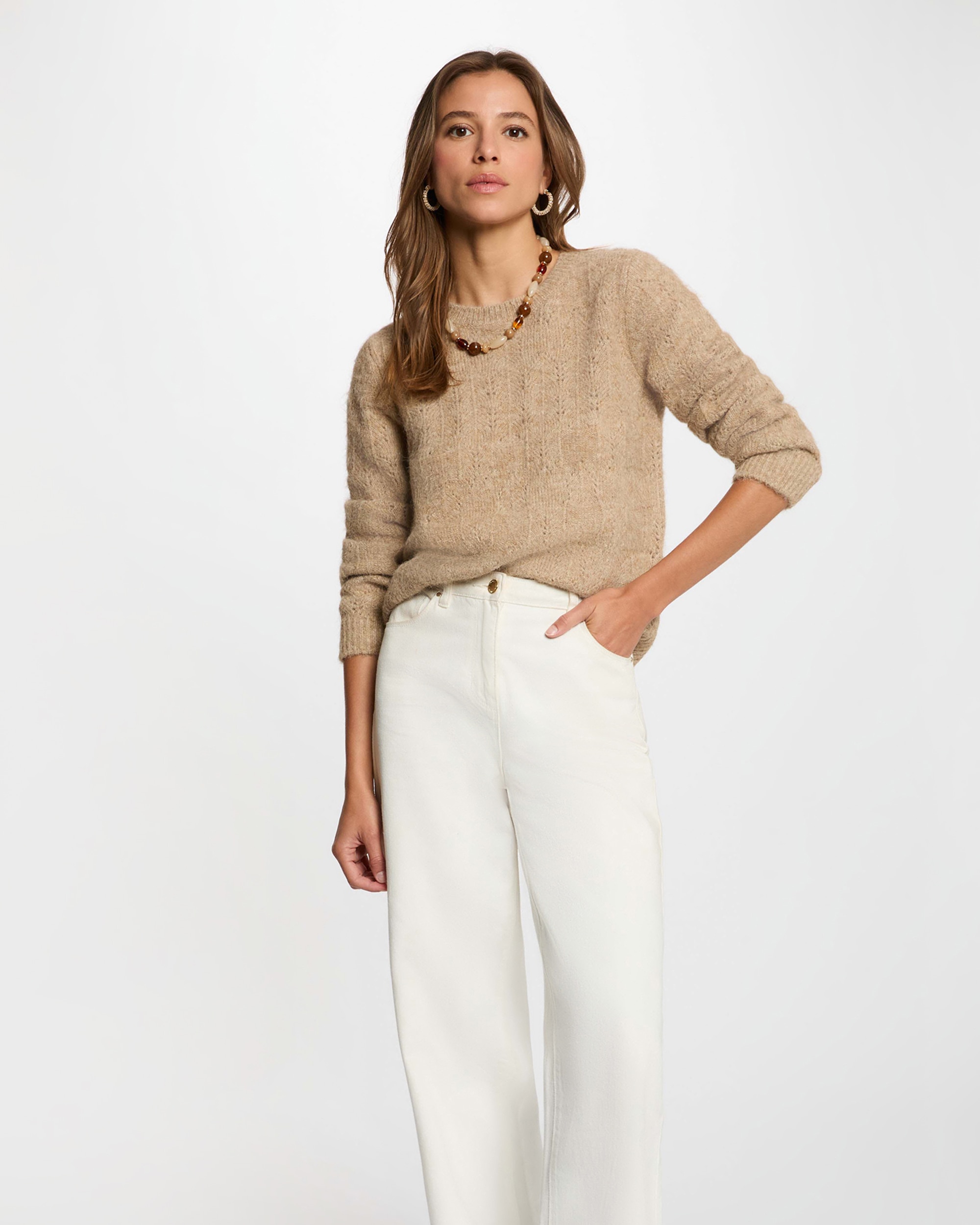 Jersey de mujer en lana - Morgan - Beige Beige-1