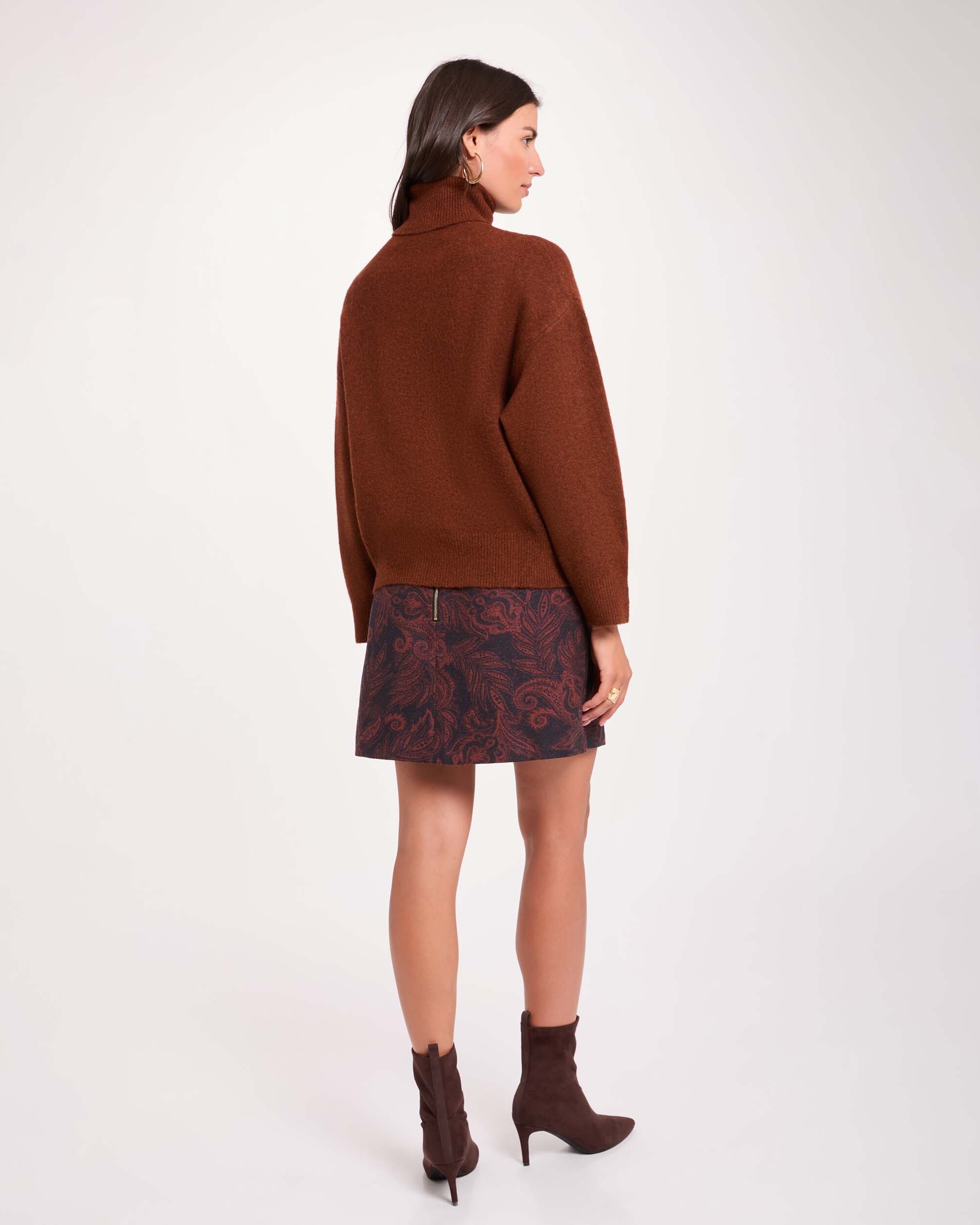 Jersey de mujer en lana - Morgan - Marrón Marrón-2