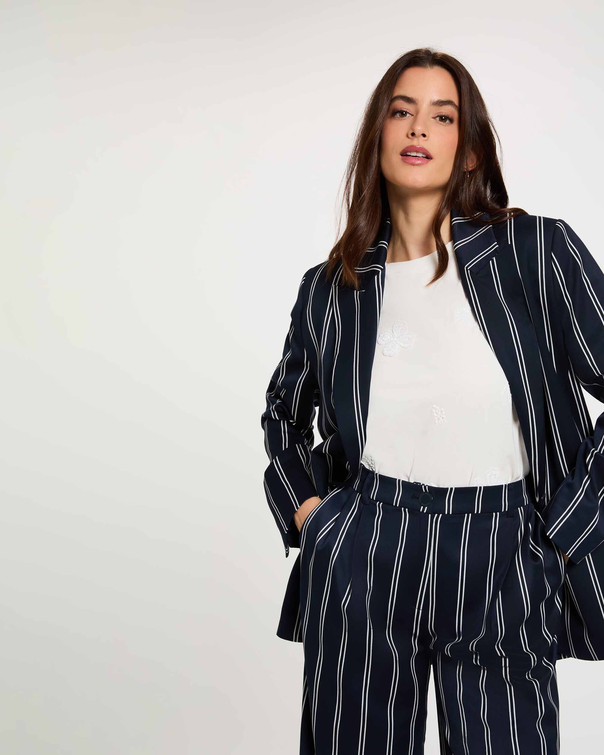 Blazer de mujer con estampado de rayas - Morgan - Azul marino Azul marino-4