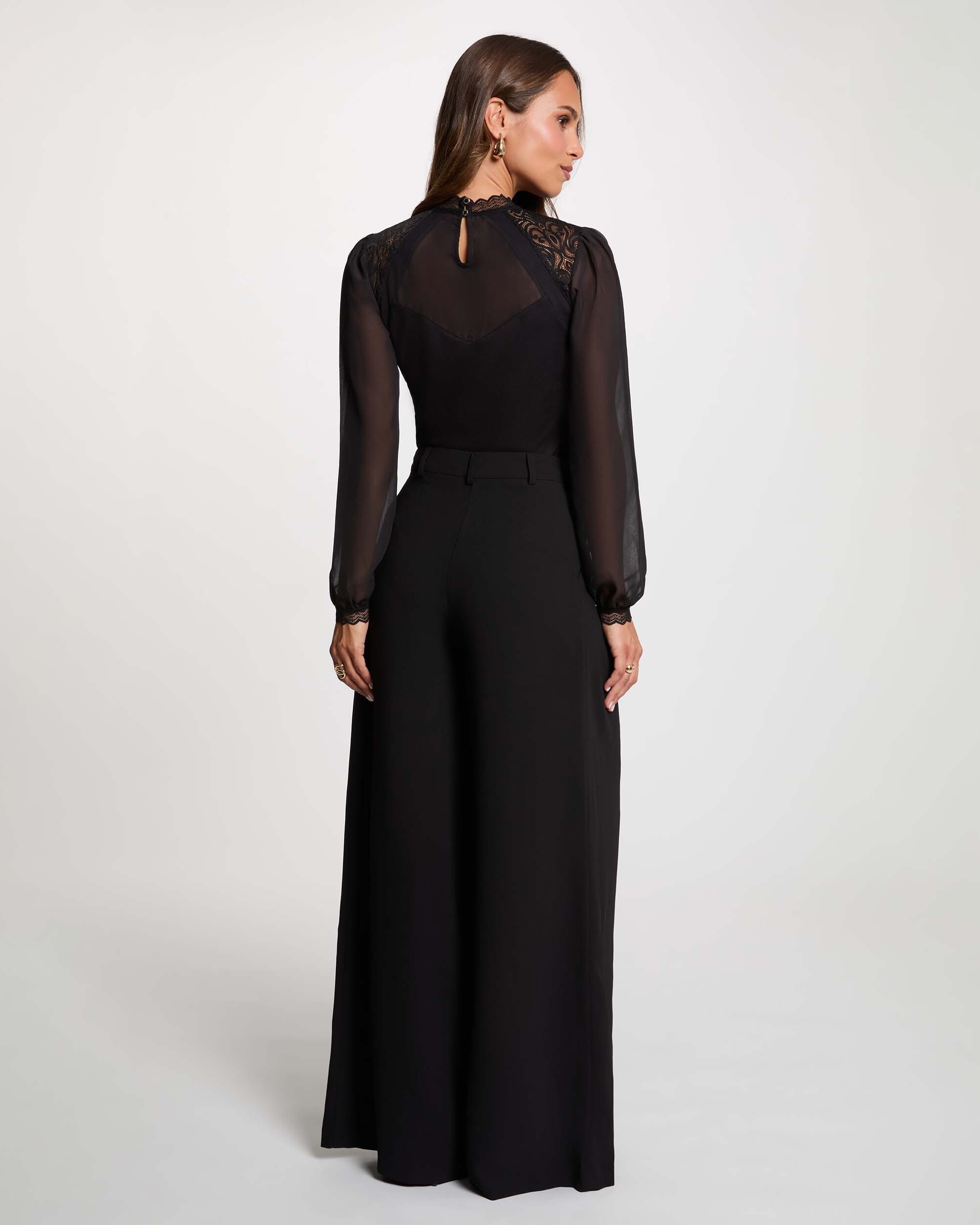 Pantalones anchos de mujer con pinzas - Morgan - Negro Negro-2