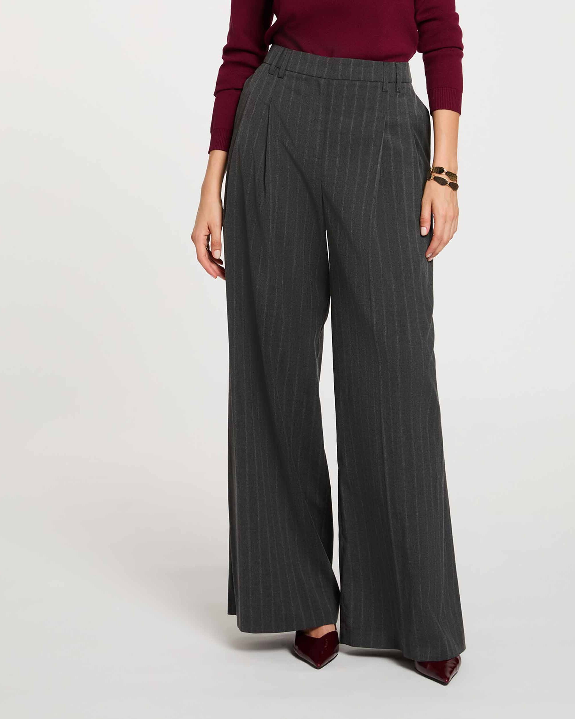 Imagen 0 de Pantalones anchos de mujer raya diplomática Antracita